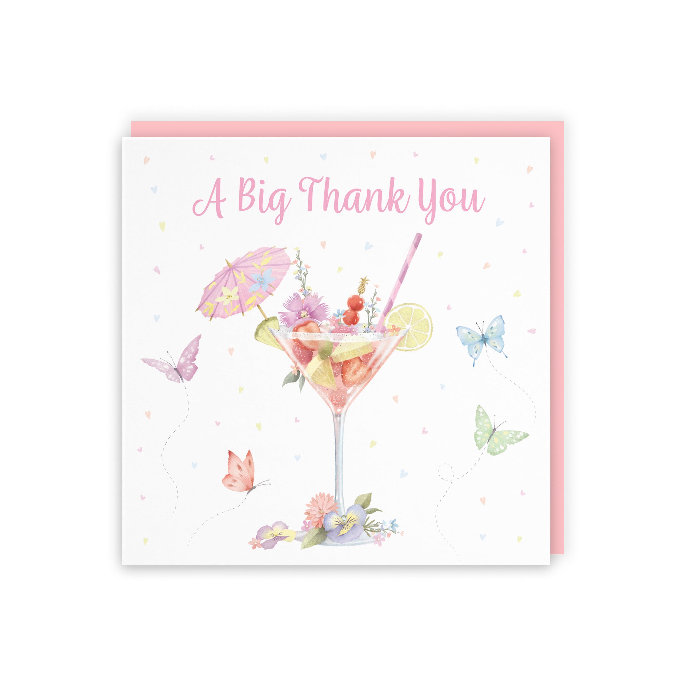 Pink Cocktail And Butterflies Thank You Card Milo's Gallery - Default Title (B0CX23MWGH)