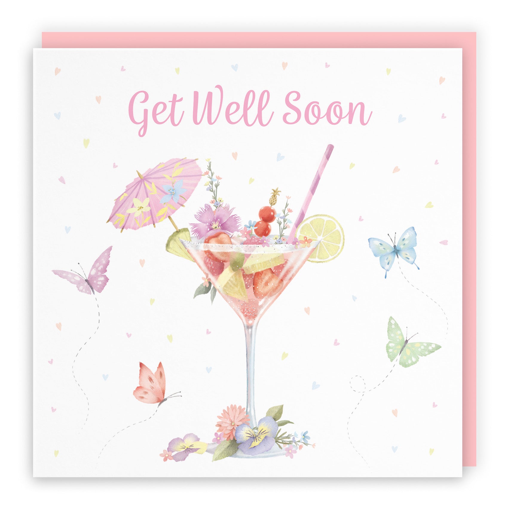 Pink Cocktail And Butterflies Get Well Soon Card Milo's Gallery - Default Title (B0CX23RD1X)