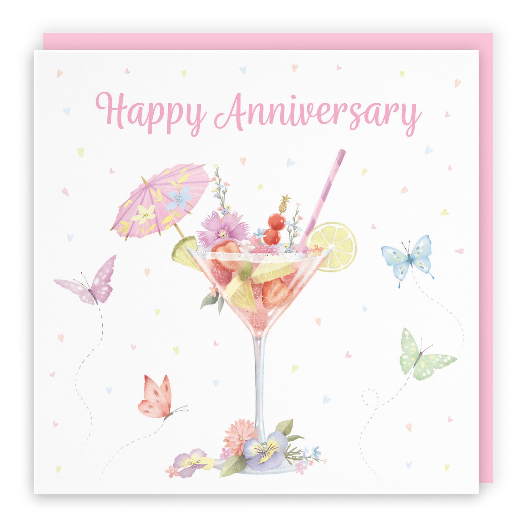 Pink Cocktail And Butterflies Anniversary Card Milo's Gallery - Default Title (B0CX2458WB)