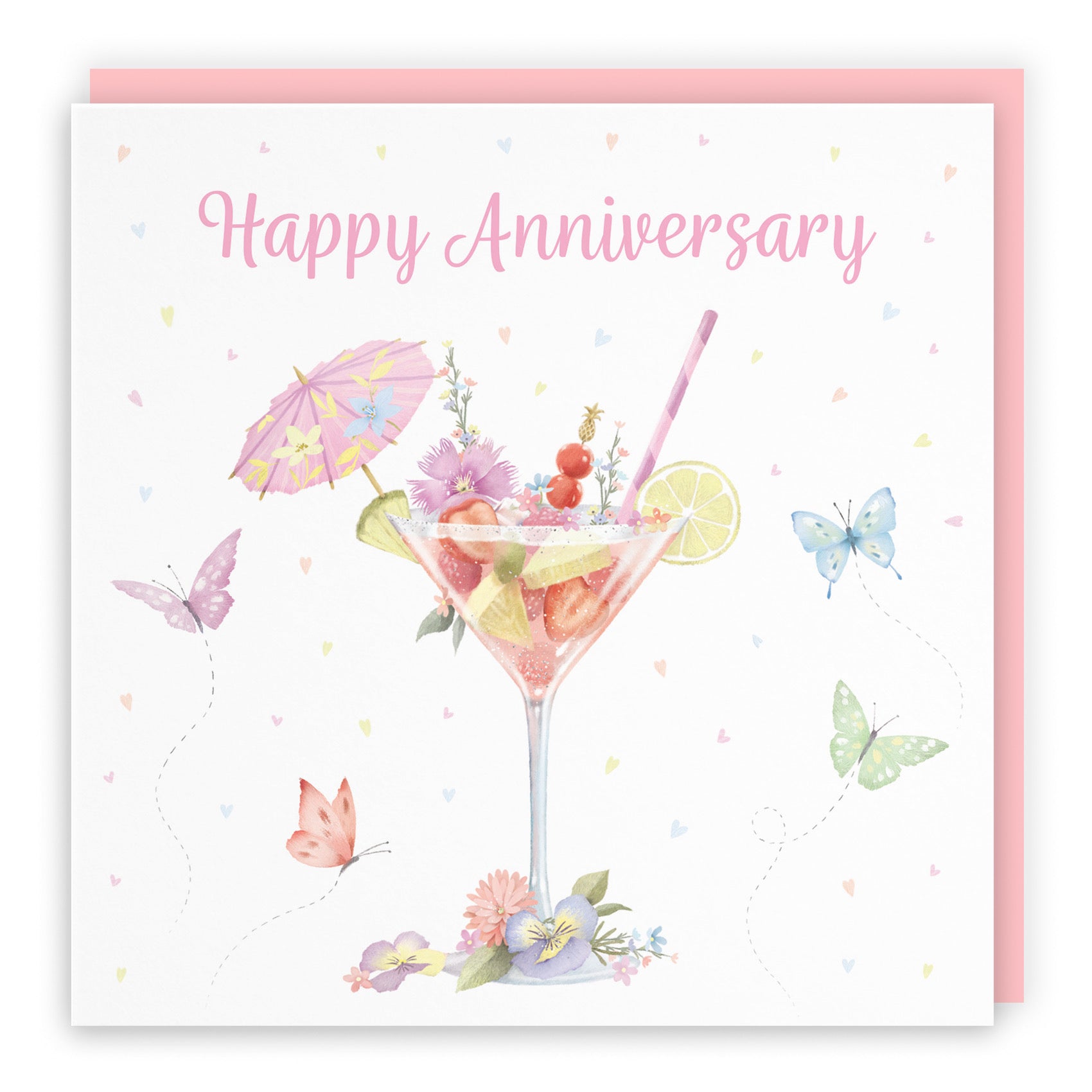 Pink Cocktail And Butterflies Anniversary Card Milo's Gallery - Default Title (B0CX2458WB)