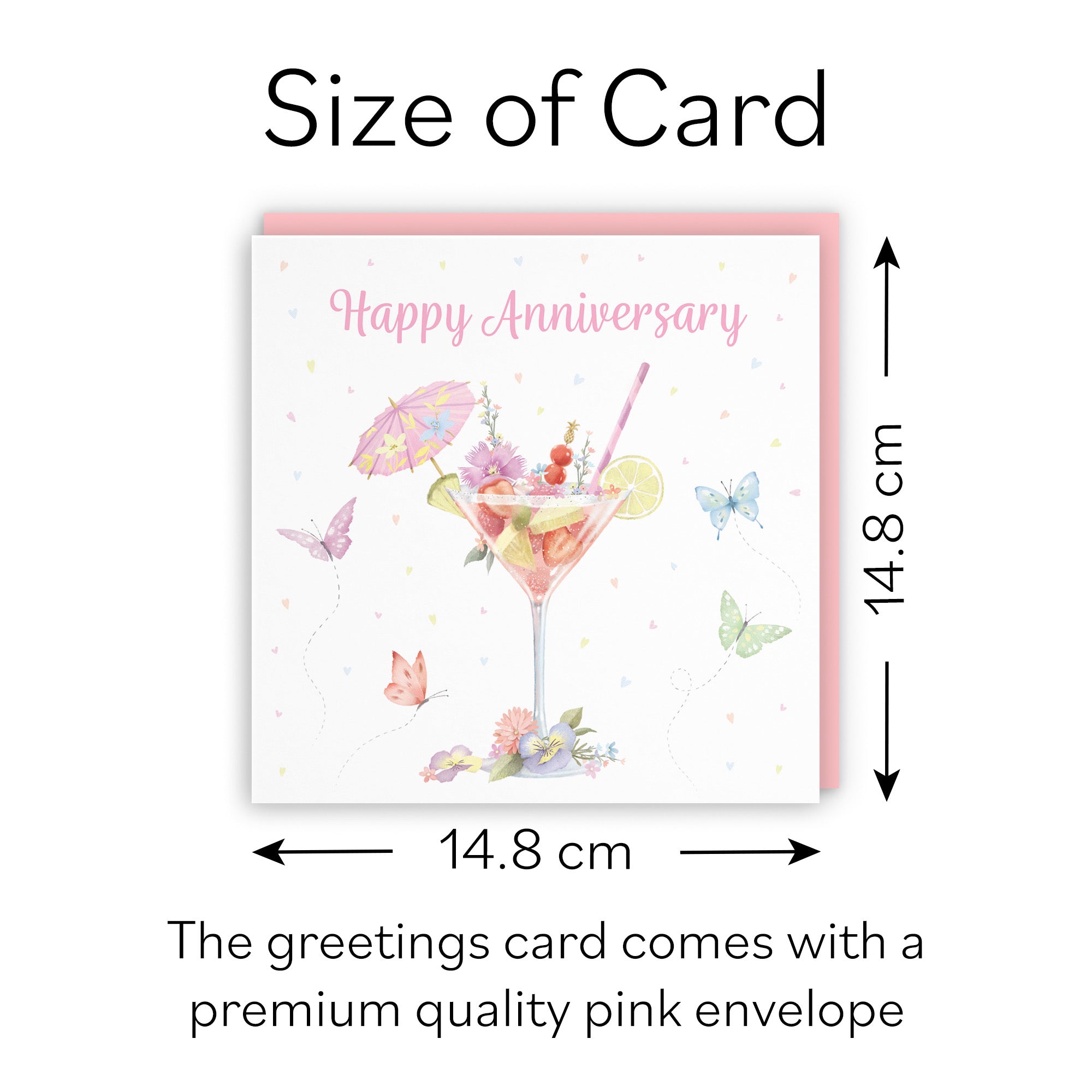 Pink Cocktail And Butterflies Anniversary Card Milo's Gallery - Default Title (B0CX2458WB)