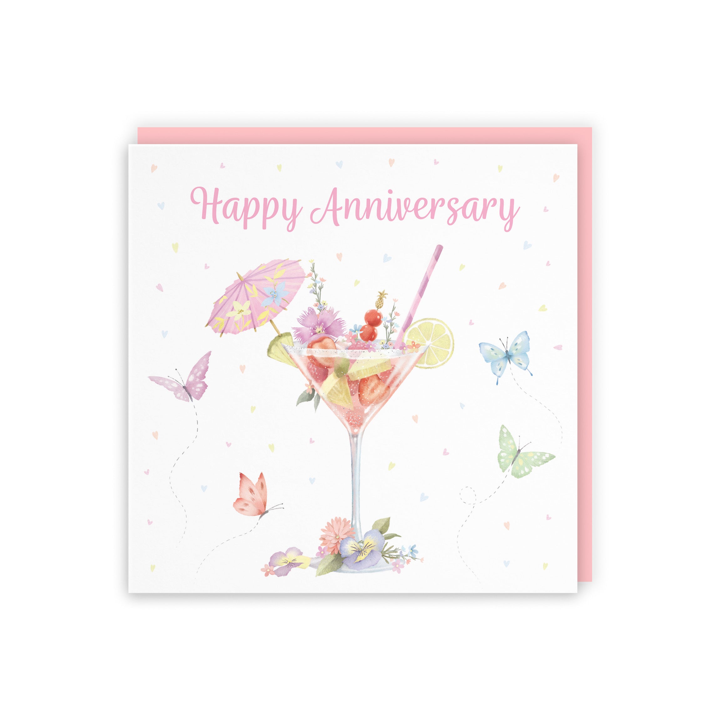 Pink Cocktail And Butterflies Anniversary Card Milo's Gallery - Default Title (B0CX2458WB)