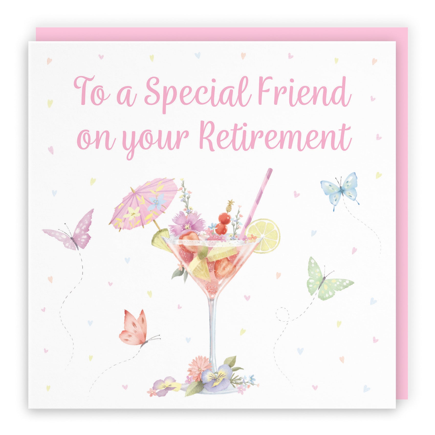 Pink Cocktail And Butterflies Friend Retirement Card Milo's Gallery - Default Title (B0CX24LPPG)