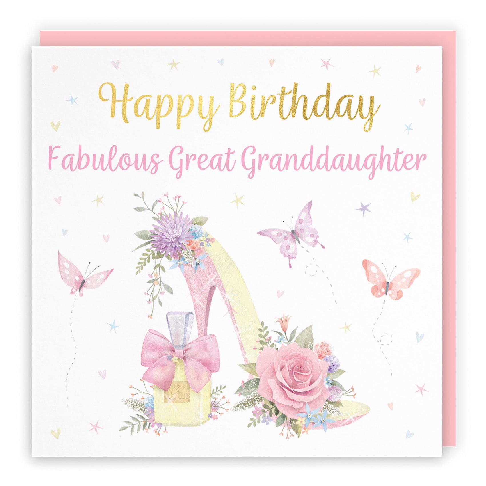 Great Granddaughter High Heel And Perfume Birthday Card Gold Foil Milo's Gallery - Default Title (B0CX74WS77)