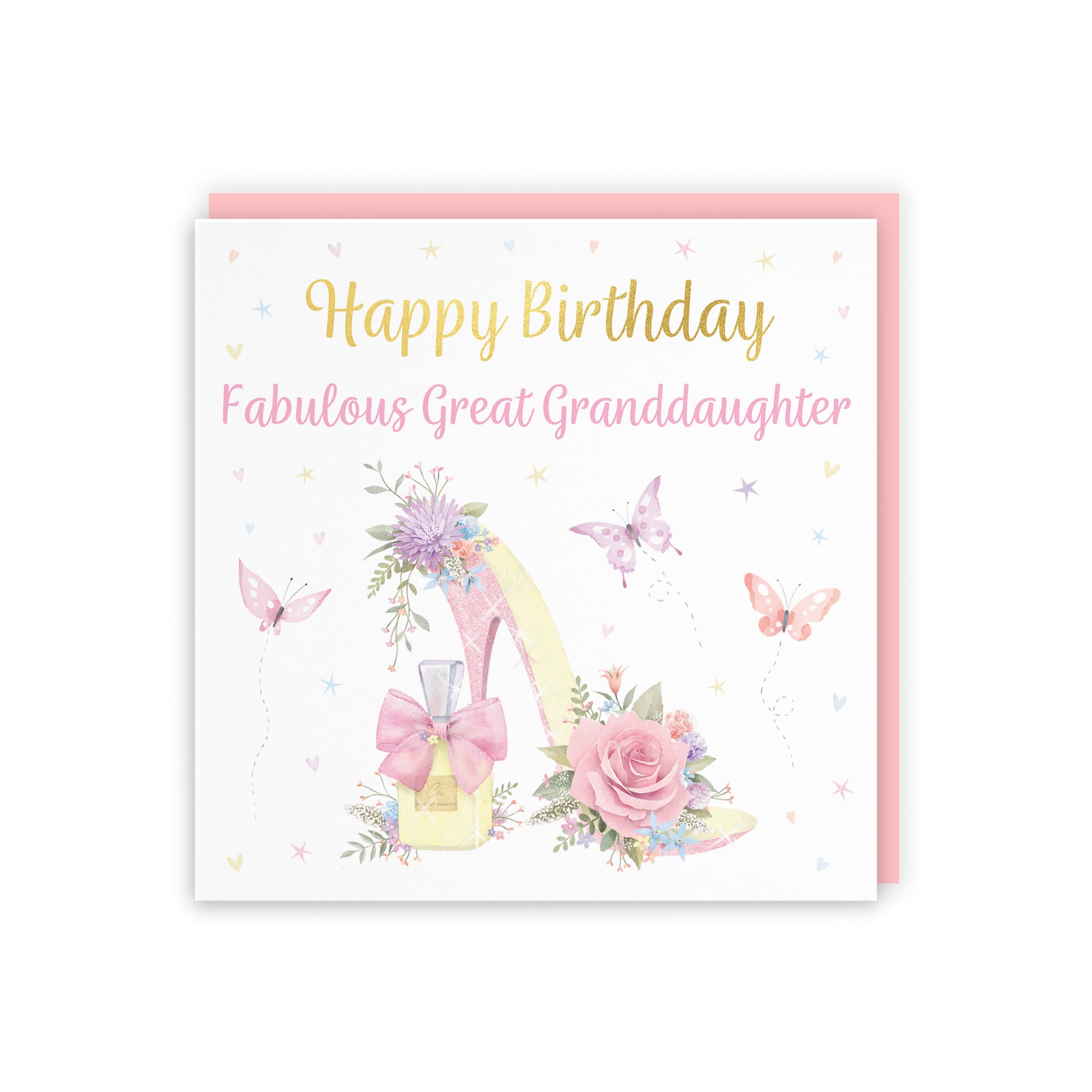 Great Granddaughter High Heel And Perfume Birthday Card Gold Foil Milo's Gallery - Default Title (B0CX74WS77)