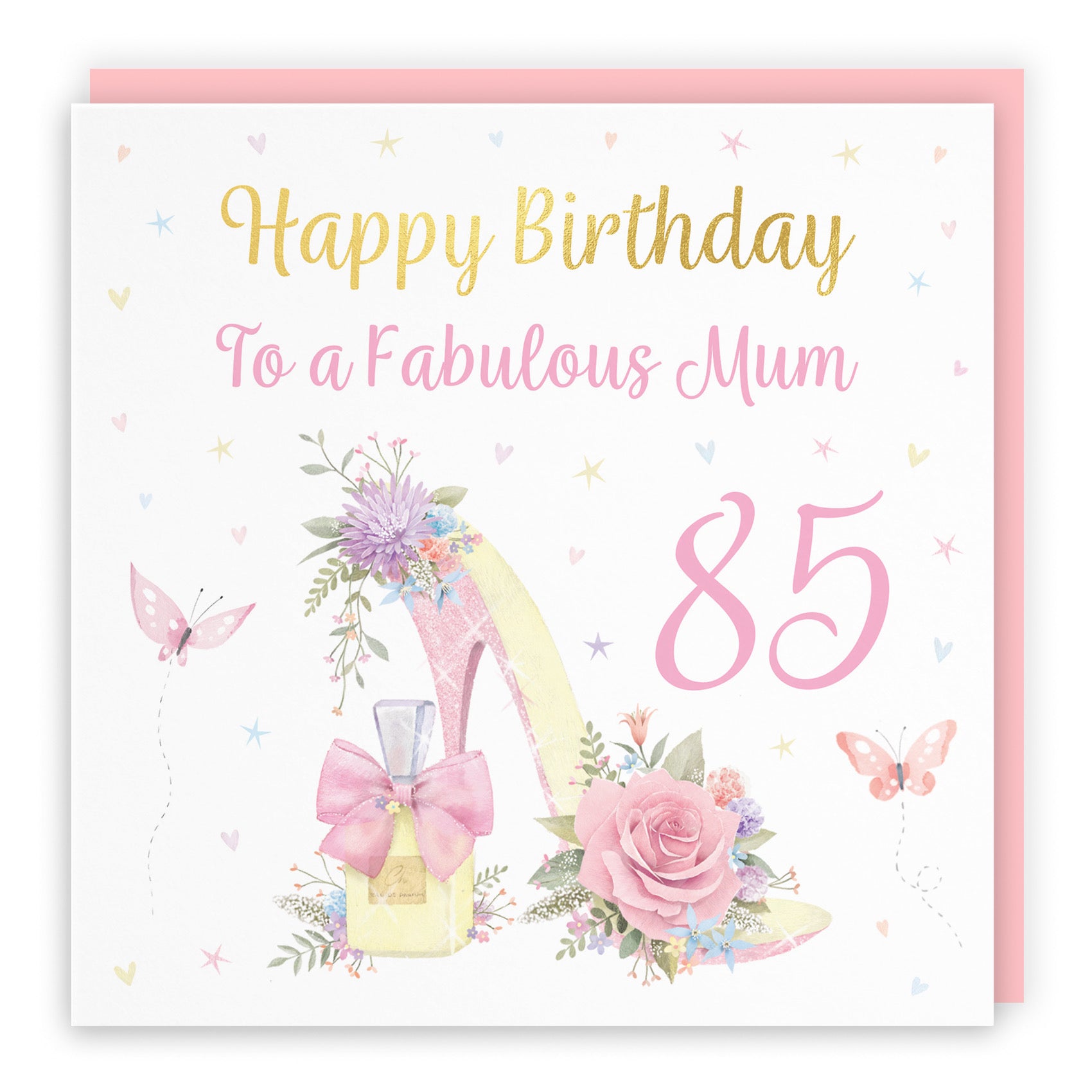 85th Mum High Heel And Perfume Birthday Card Gold Foil Milo's Gallery - Default Title (B0CX74YCRR)