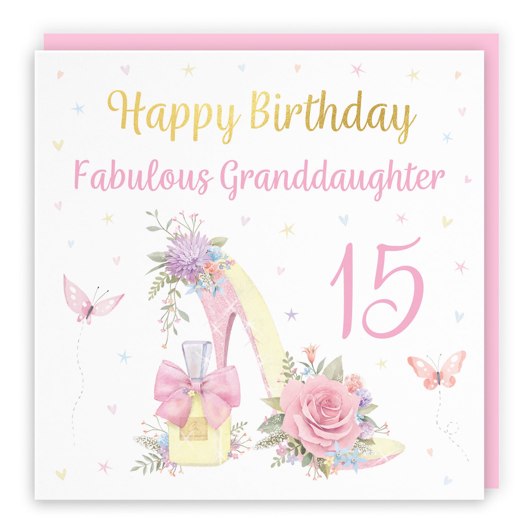 15th Granddaughter High Heel And Perfume Birthday Card Gold Foil Milo's Gallery - Default Title (B0CX756834)