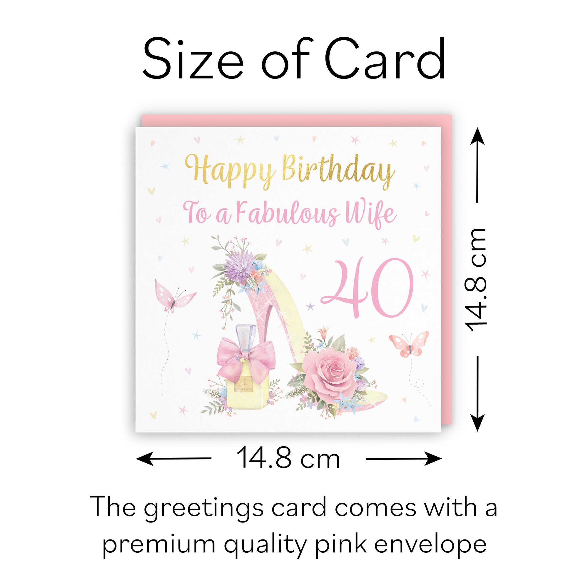 40th Wife High Heel And Perfume Birthday Card Gold Foil Milo's Gallery - Default Title (B0CX757T7Z)