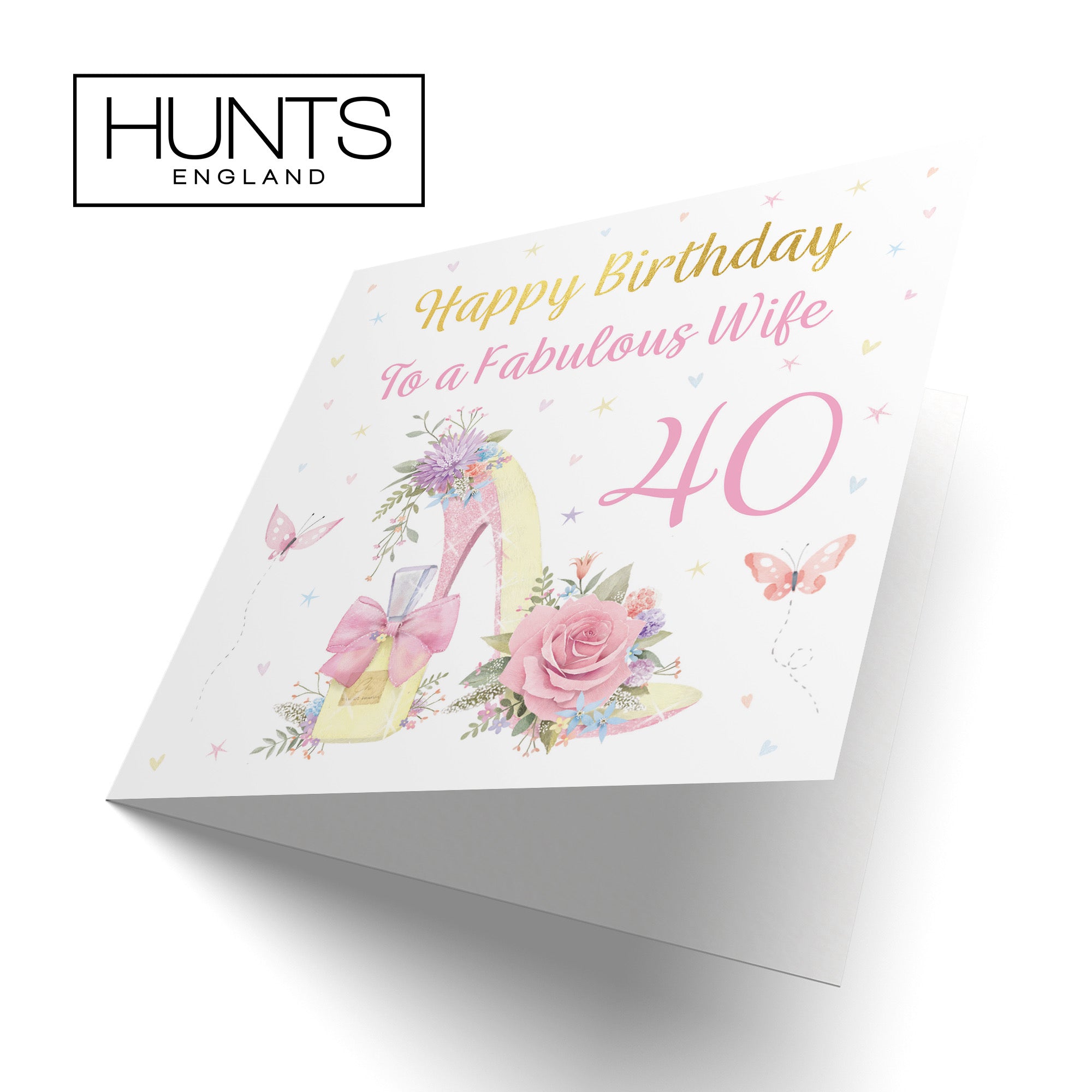 40th Wife High Heel And Perfume Birthday Card Gold Foil Milo's Gallery - Default Title (B0CX757T7Z)