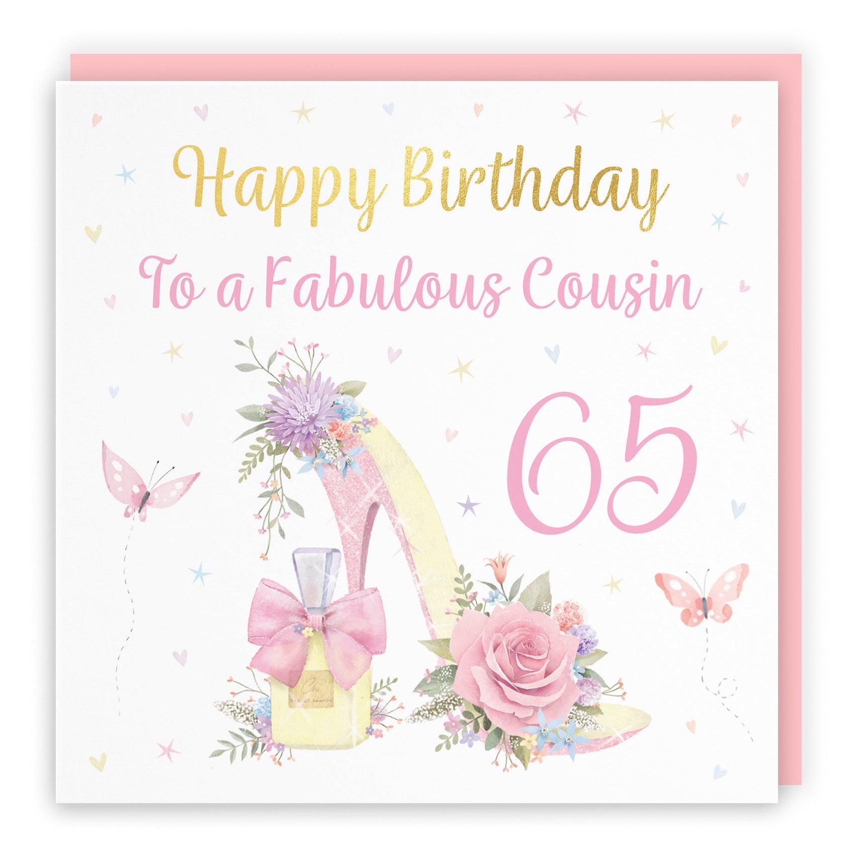 65th Cousin High Heel And Perfume Birthday Card Gold Foil Milo's Gallery - Default Title (B0CX77J3JR)