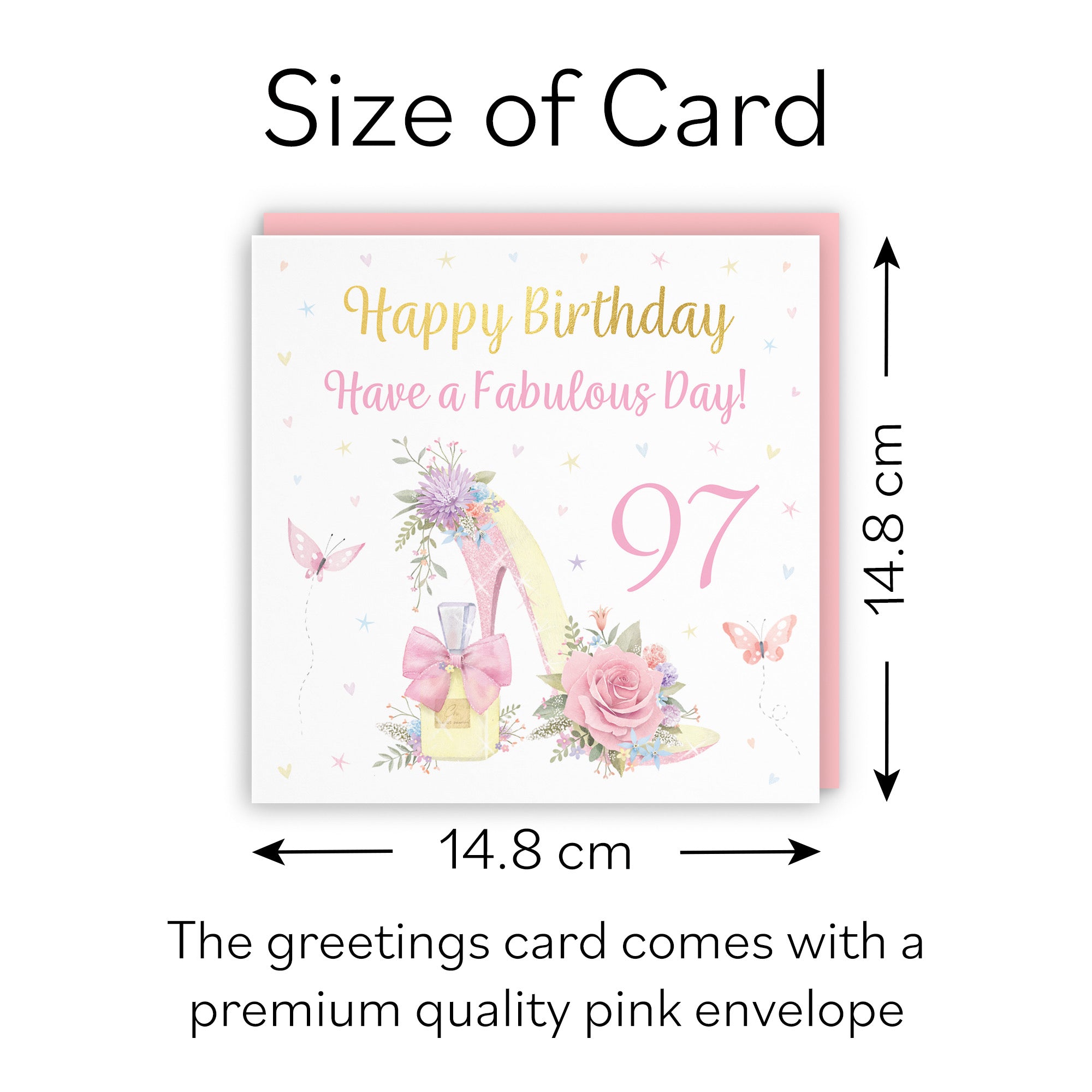 High Heel And Perfume 97th Birthday Card Gold Foil Milo's Gallery - Default Title (B0CX78VK3Z)