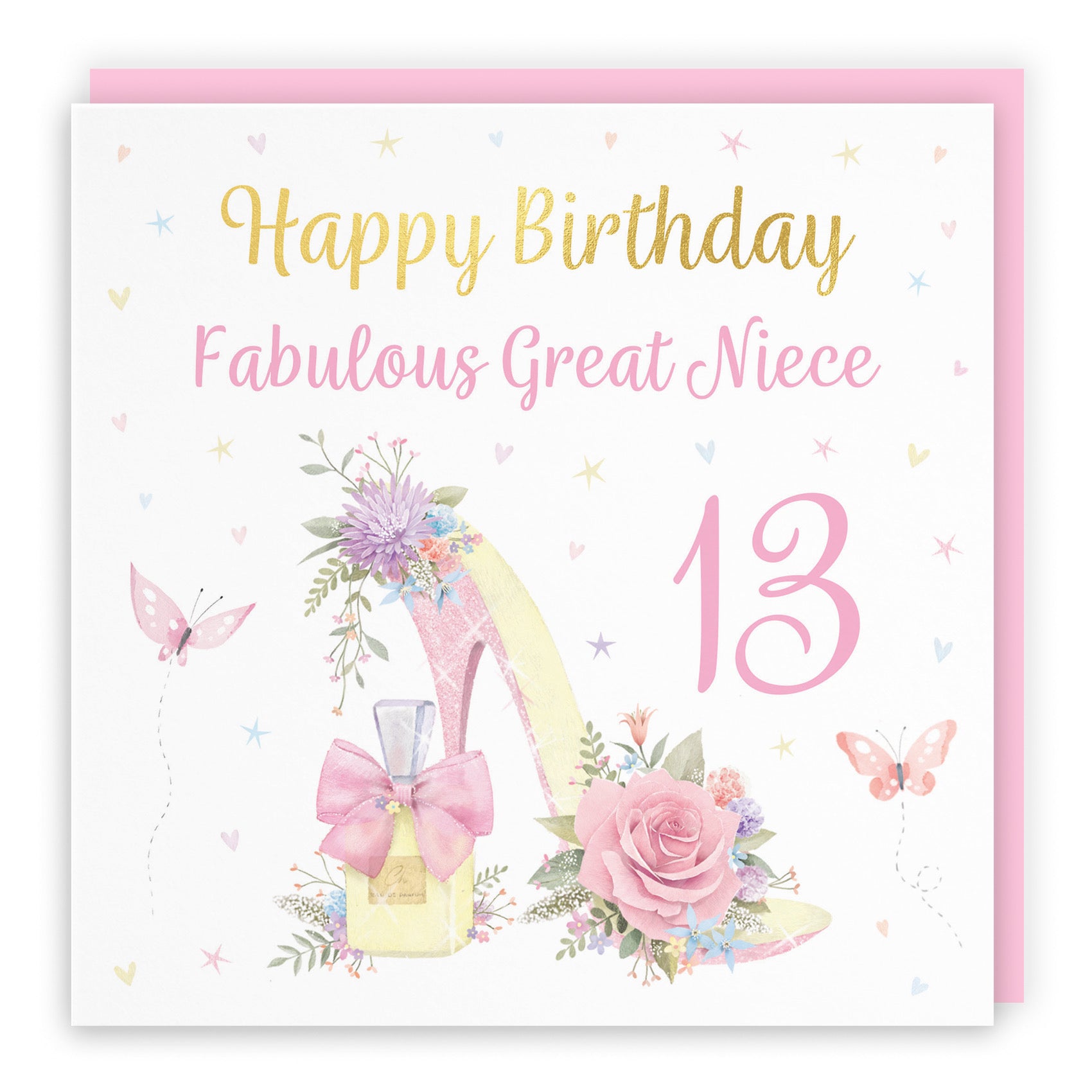 13th Great Niece High Heel And Perfume Birthday Card Gold Foil Milo's Gallery - Default Title (B0CX78Y975)