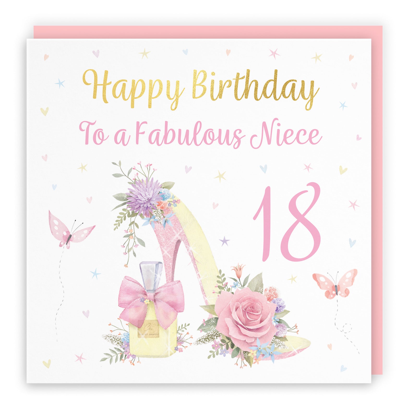 18th Niece High Heel And Perfume Birthday Card Gold Foil Milo's Gallery - Default Title (B0CX79NWRK)