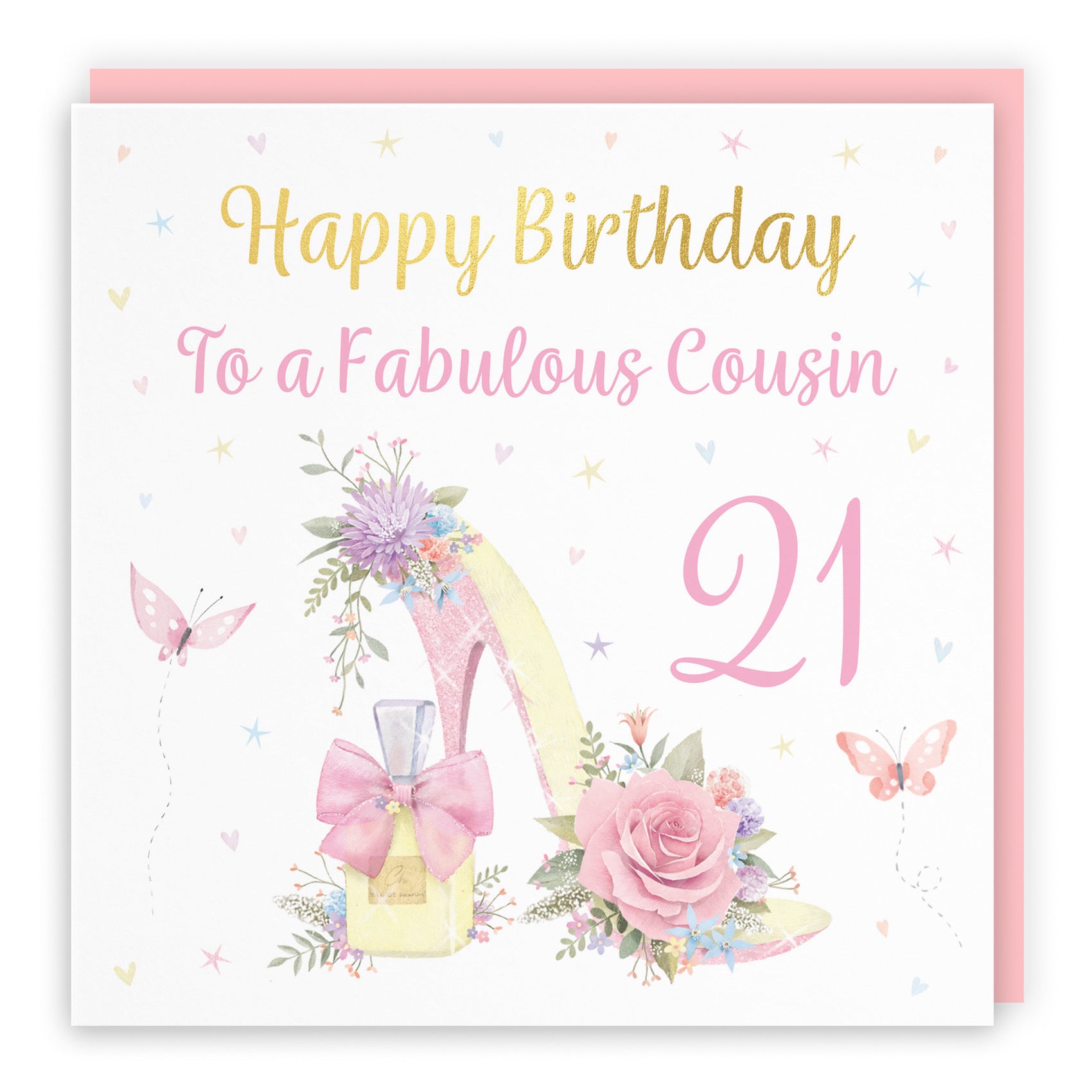 21st Cousin High Heel And Perfume Birthday Card Gold Foil Milo's Gallery - Default Title (B0CX79P7N8)