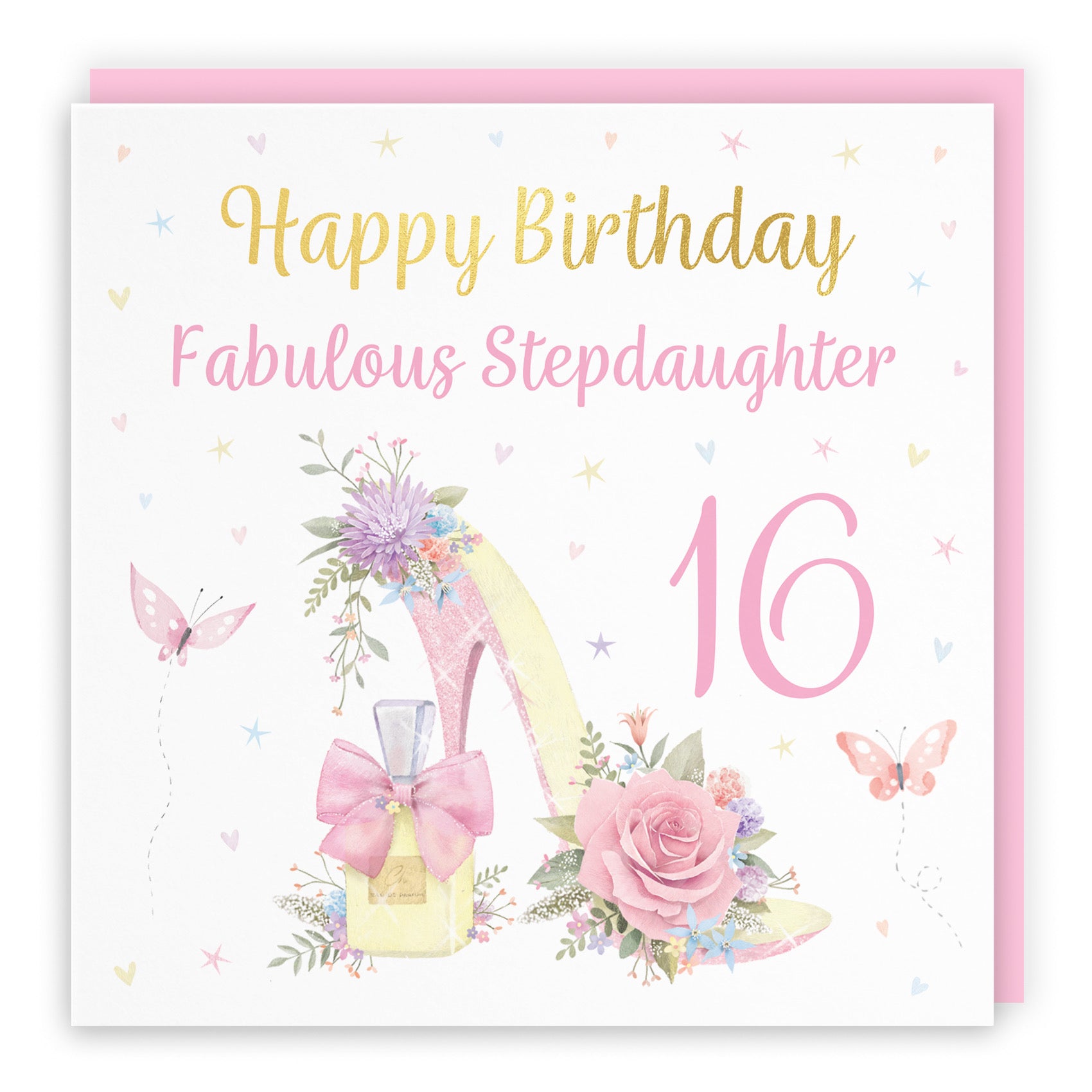 16th Stepdaughter High Heel And Perfume Birthday Card Gold Foil Milo's Gallery - Default Title (B0CX79RXQQ)