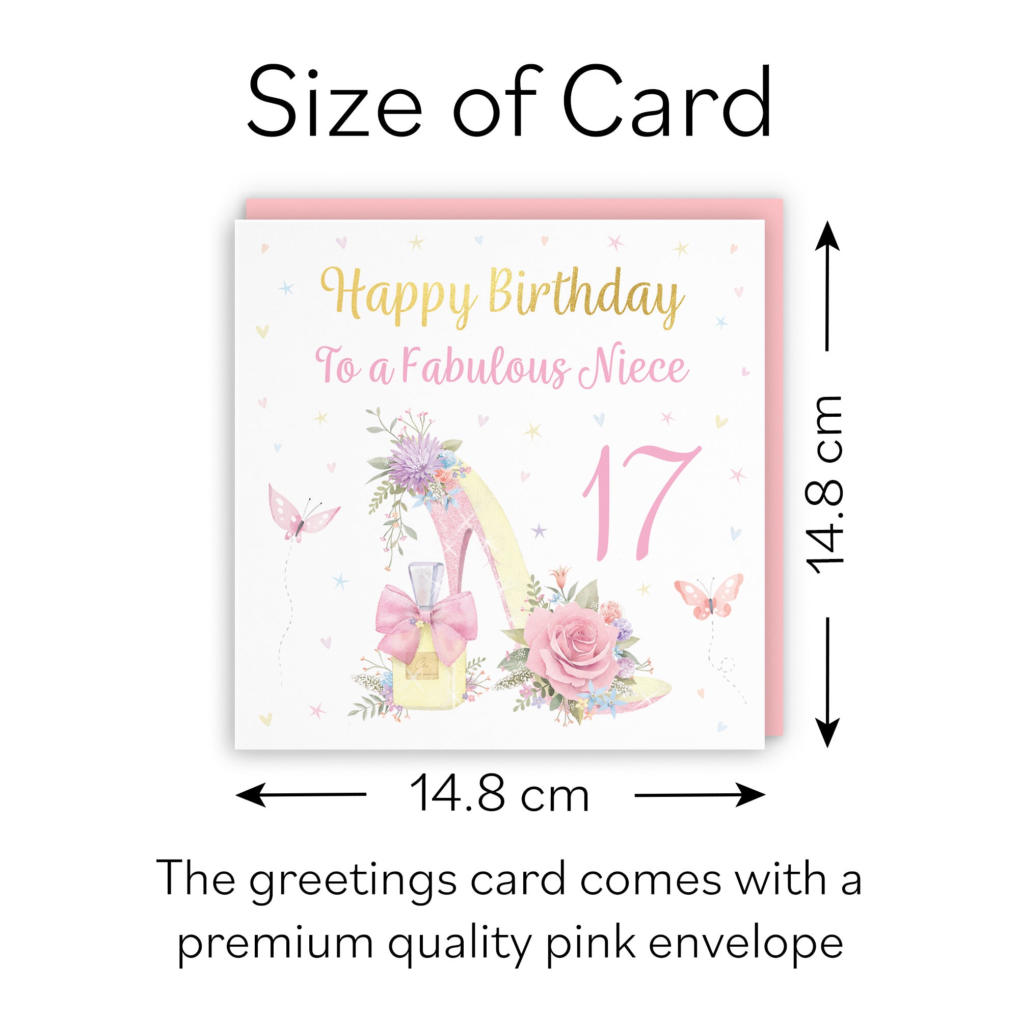 17th Niece High Heel And Perfume Birthday Card Gold Foil Milo's Gallery - Default Title (B0CX79RXQR)