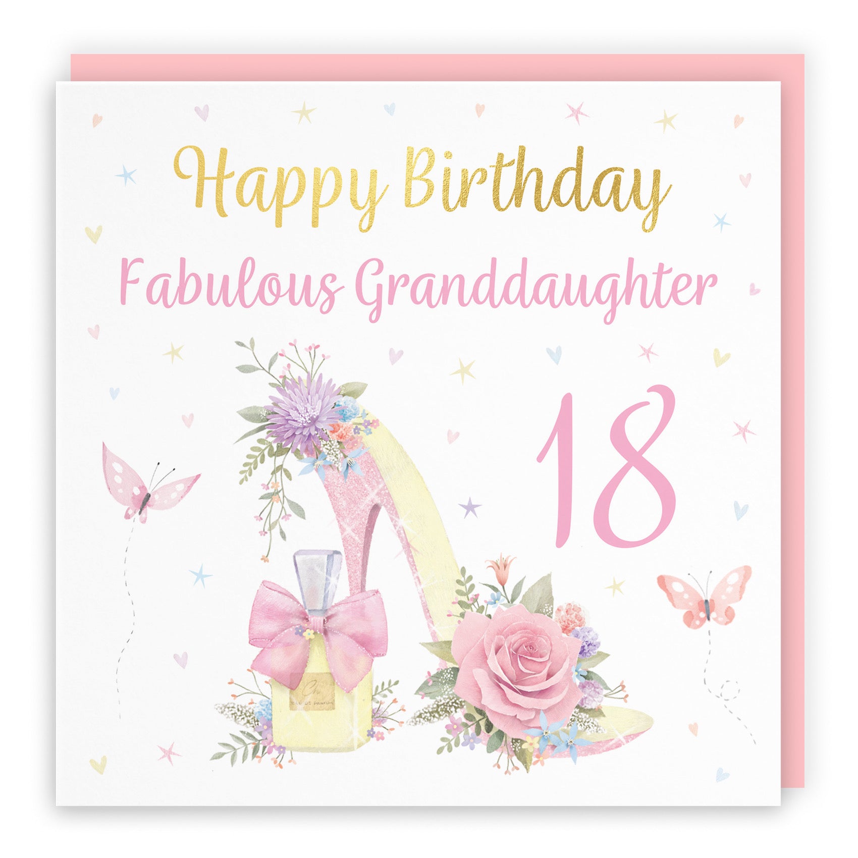 18th Granddaughter High Heel And Perfume Birthday Card Gold Foil Milo's Gallery - Default Title (B0CX79ZNVW)