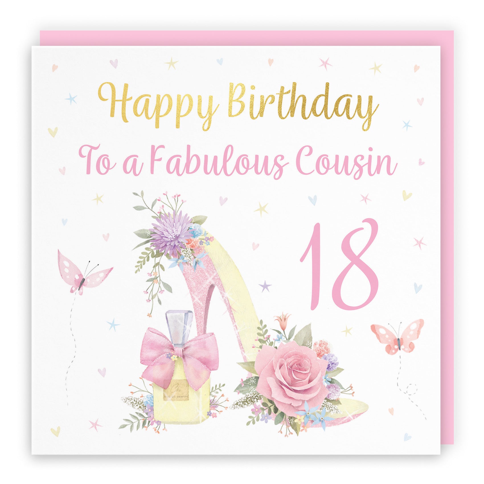 18th Cousin High Heel And Perfume Birthday Card Gold Foil Milo's Gallery - Default Title (B0CX7B1M6C)