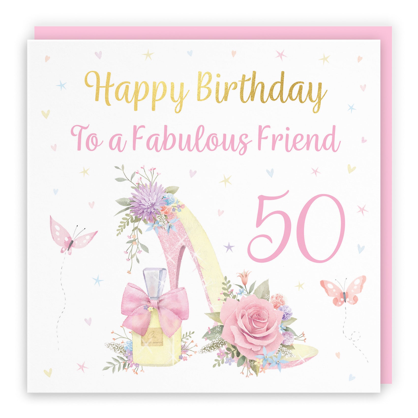 50th Friend High Heel And Perfume Birthday Card Gold Foil Milo's Gallery - Default Title (B0CX7BQ2L8)