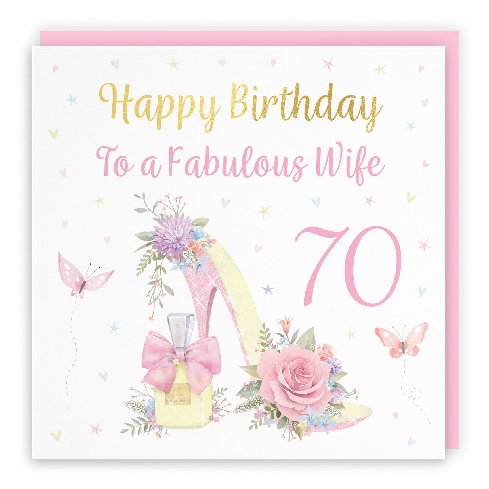 70th Wife High Heel And Perfume Birthday Card Gold Foil Milo's Gallery - Default Title (B0CX7BQZT7)