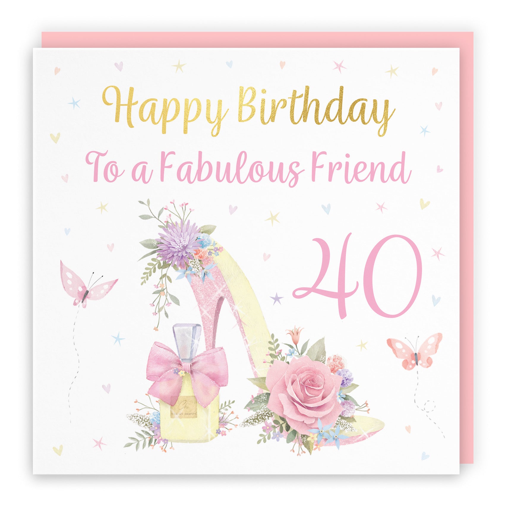 40th Friend High Heel And Perfume Birthday Card Gold Foil Milo's Gallery - Default Title (B0CX7CDSG9)