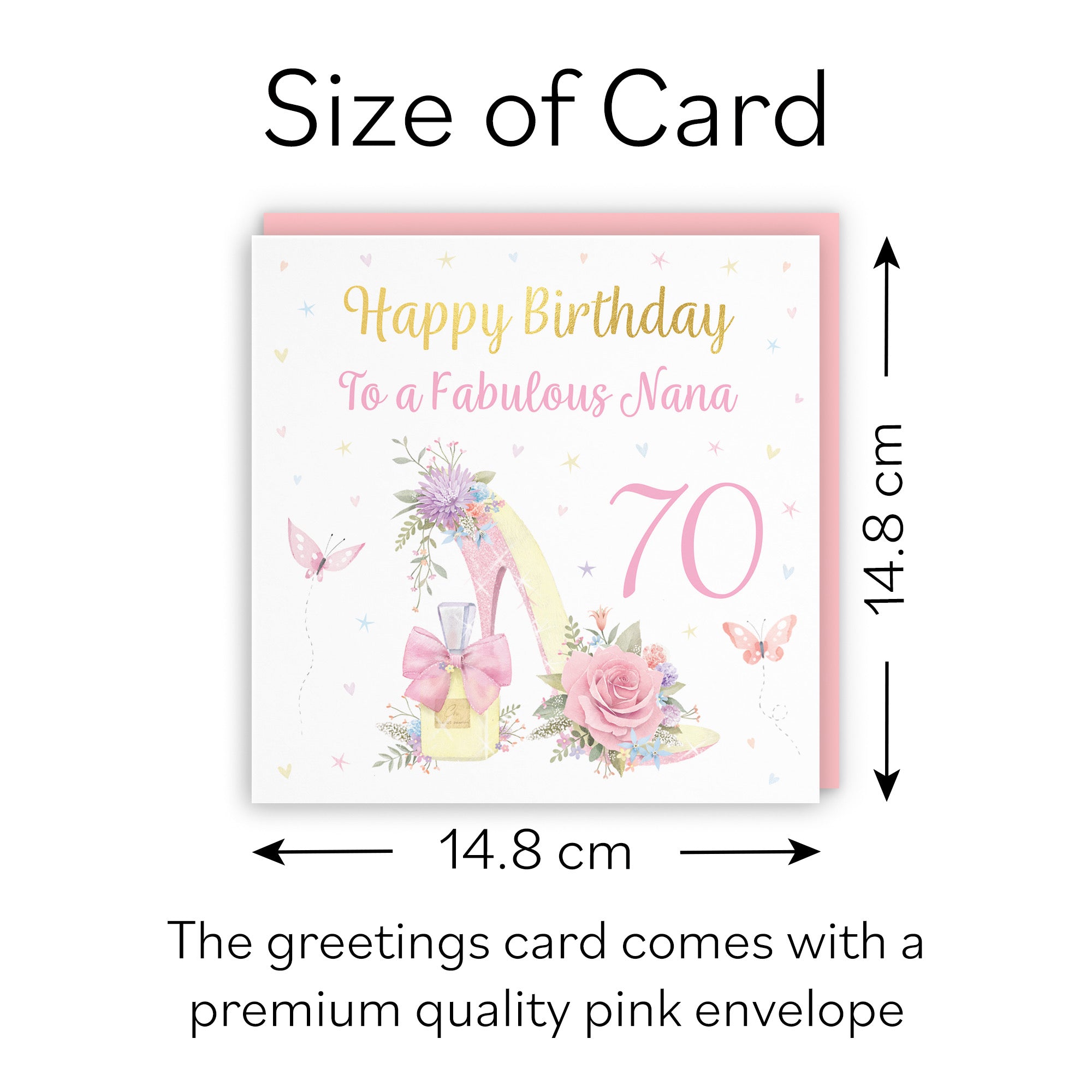 70th Nana High Heel And Perfume Birthday Card Gold Foil Milo's Gallery - Default Title (B0CX7CHFYC)