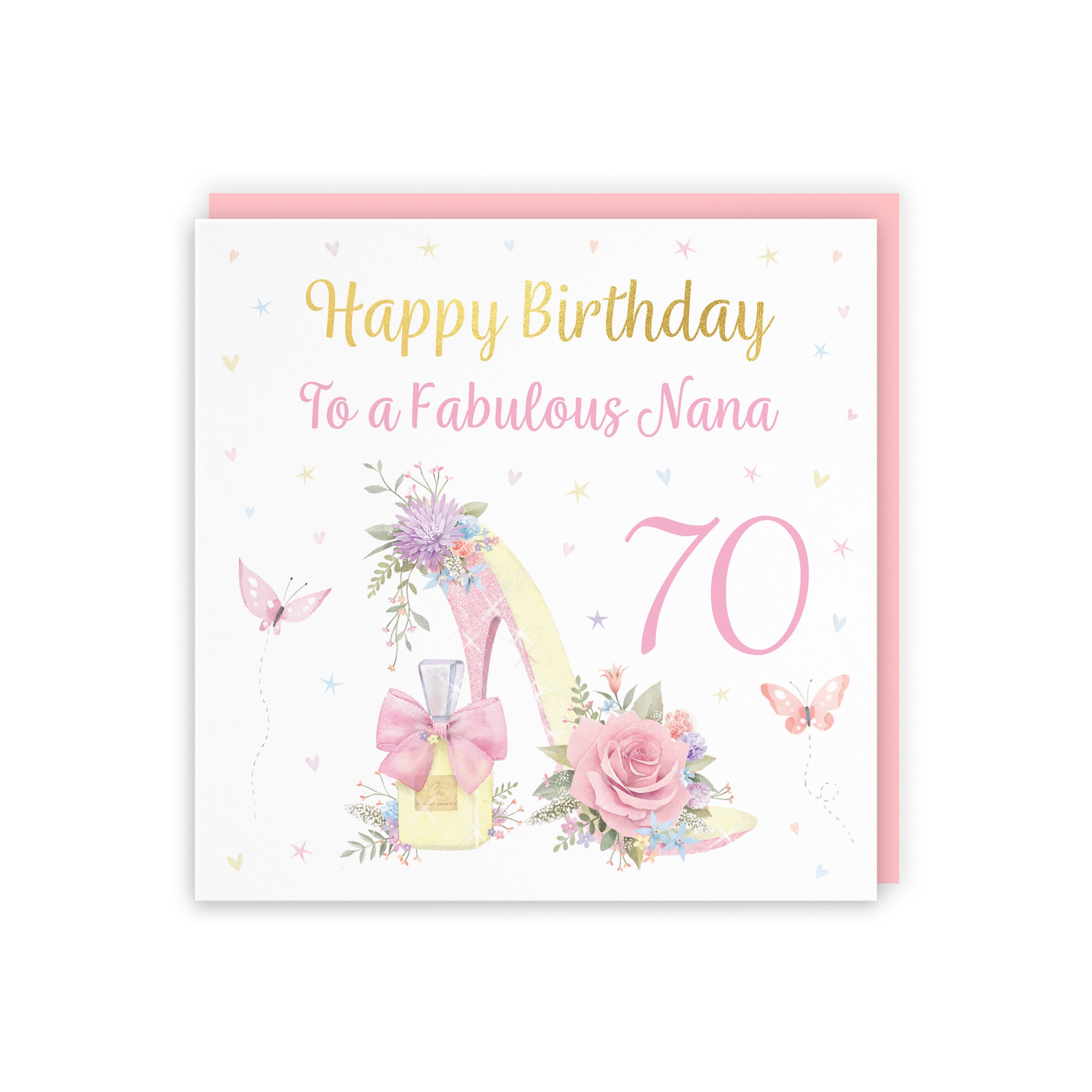 70th Nana High Heel And Perfume Birthday Card Gold Foil Milo's Gallery - Default Title (B0CX7CHFYC)