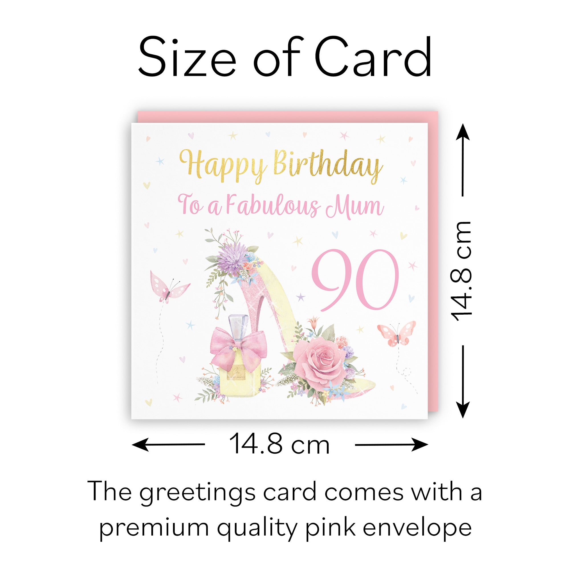 90th Mum High Heel And Perfume Birthday Card Gold Foil Milo's Gallery - Default Title (B0CX7CHS9K)