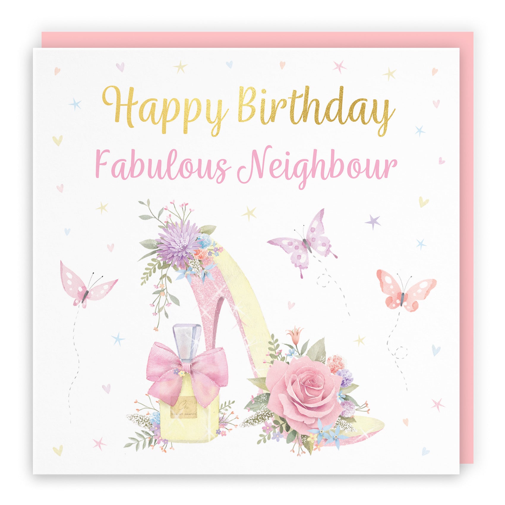 Neighbour High Heel And Perfume Birthday Card Gold Foil Milo's Gallery - Default Title (B0CX7D58LP)