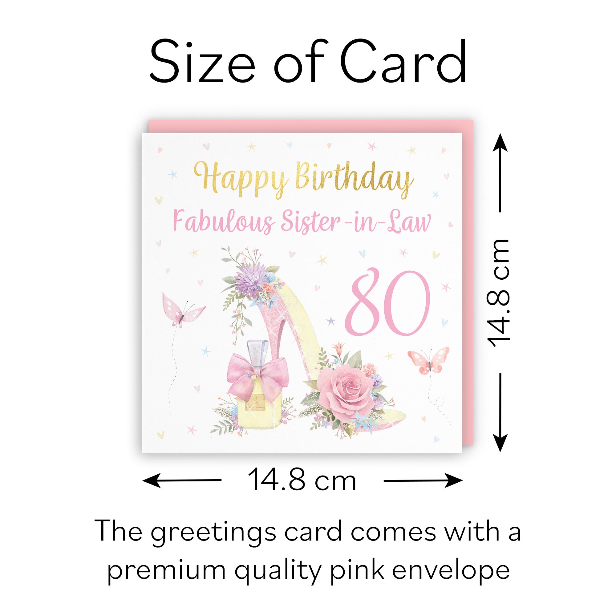 80th Sister In Law High Heel And Perfume Birthday Card Gold Foil Milo's Gallery - Default Title (B0CX7D6PYQ)