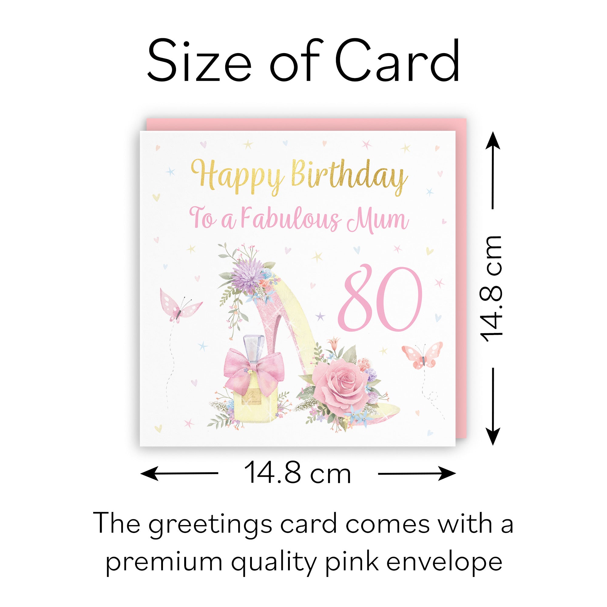 80th Mum High Heel And Perfume Birthday Card Gold Foil Milo's Gallery - Default Title (B0CX7FKD57)