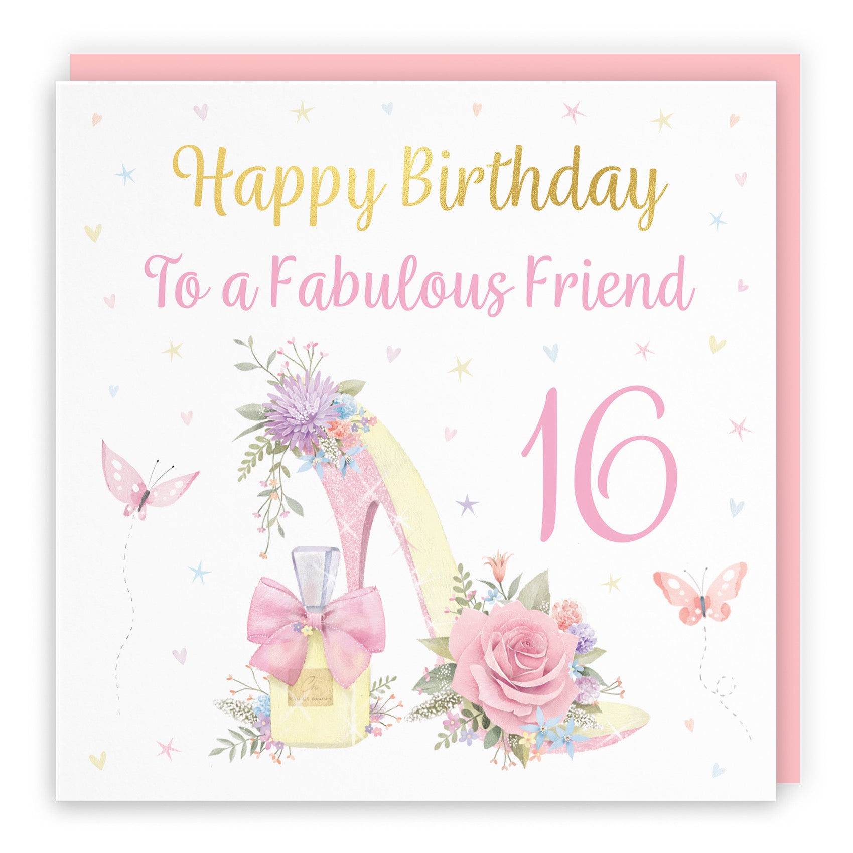 16th Friend High Heel And Perfume Birthday Card Gold Foil Milo's Gallery - Default Title (B0CX7FNMN4)