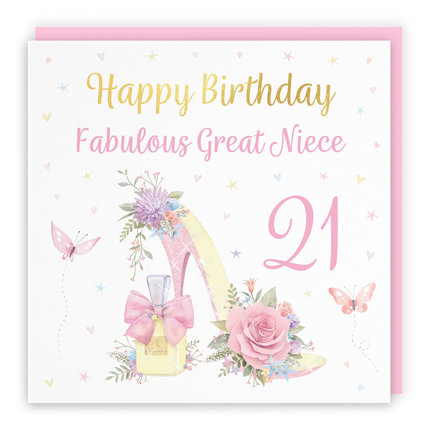 21st Great Niece High Heel And Perfume Birthday Card Gold Foil Milo's Gallery - Default Title (B0CX7G9RHB)