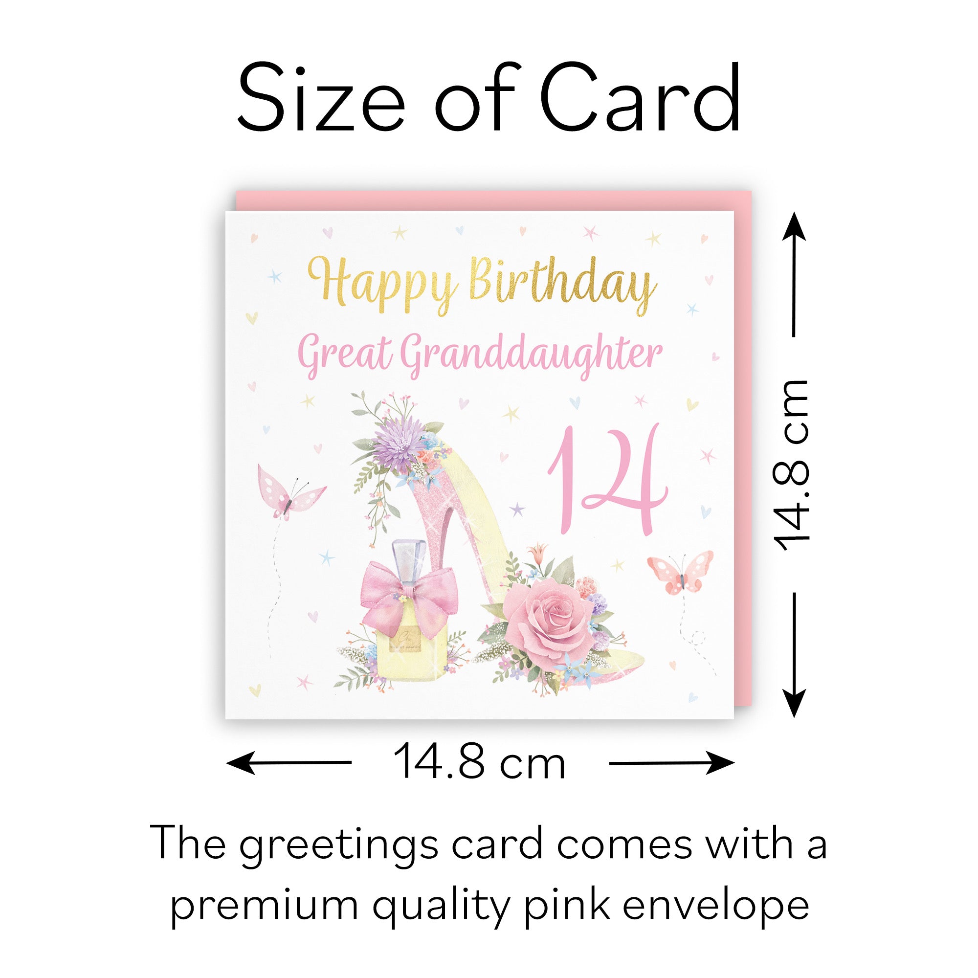 14th Great Granddaughter High Heel And Perfume Birthday Card Gold Foil Milo's Gallery - Default Title (B0CX7GD8CG)