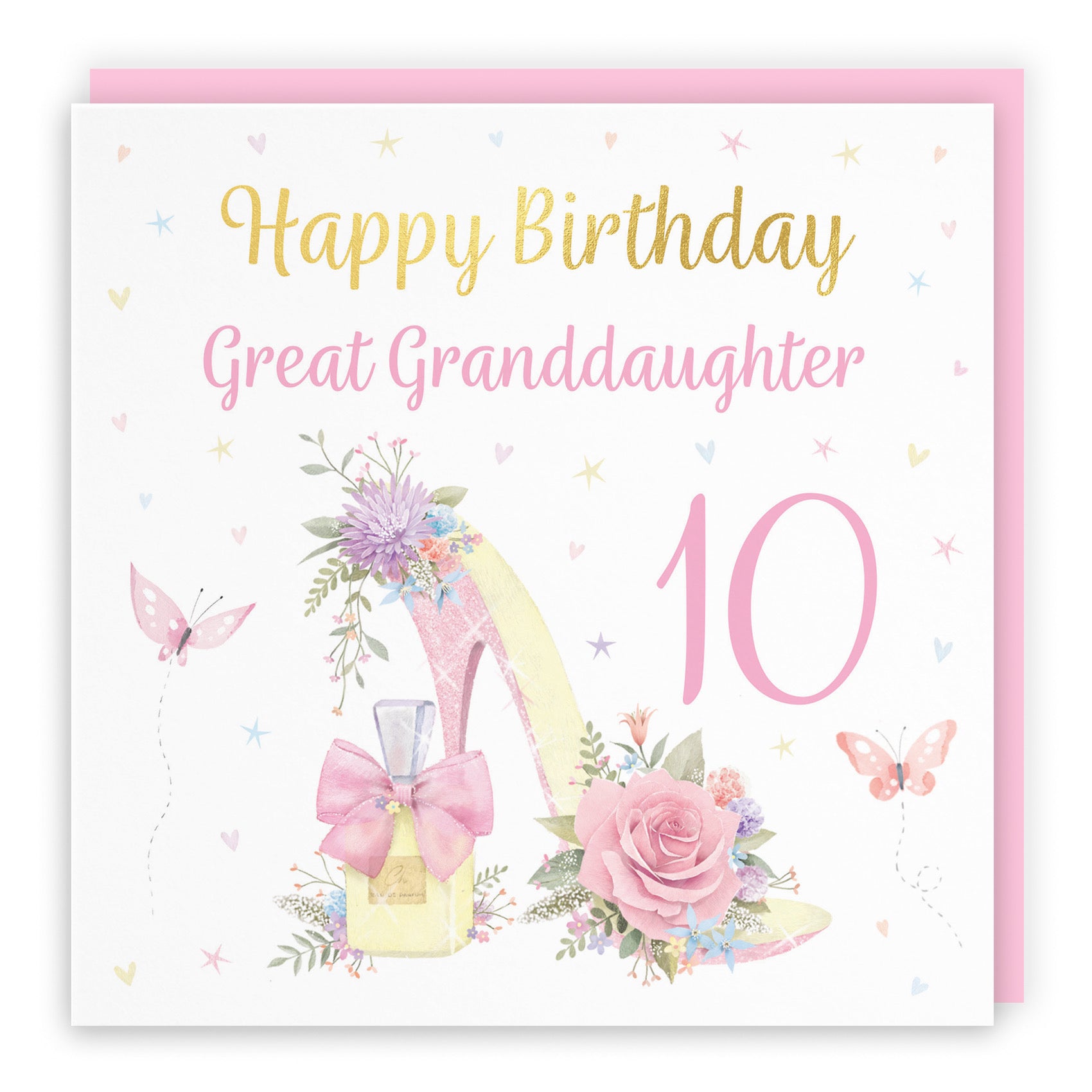 10th Great Granddaughter High Heel And Perfume Birthday Card Gold Foil Milo's Gallery - Default Title (B0CX7GTX66)