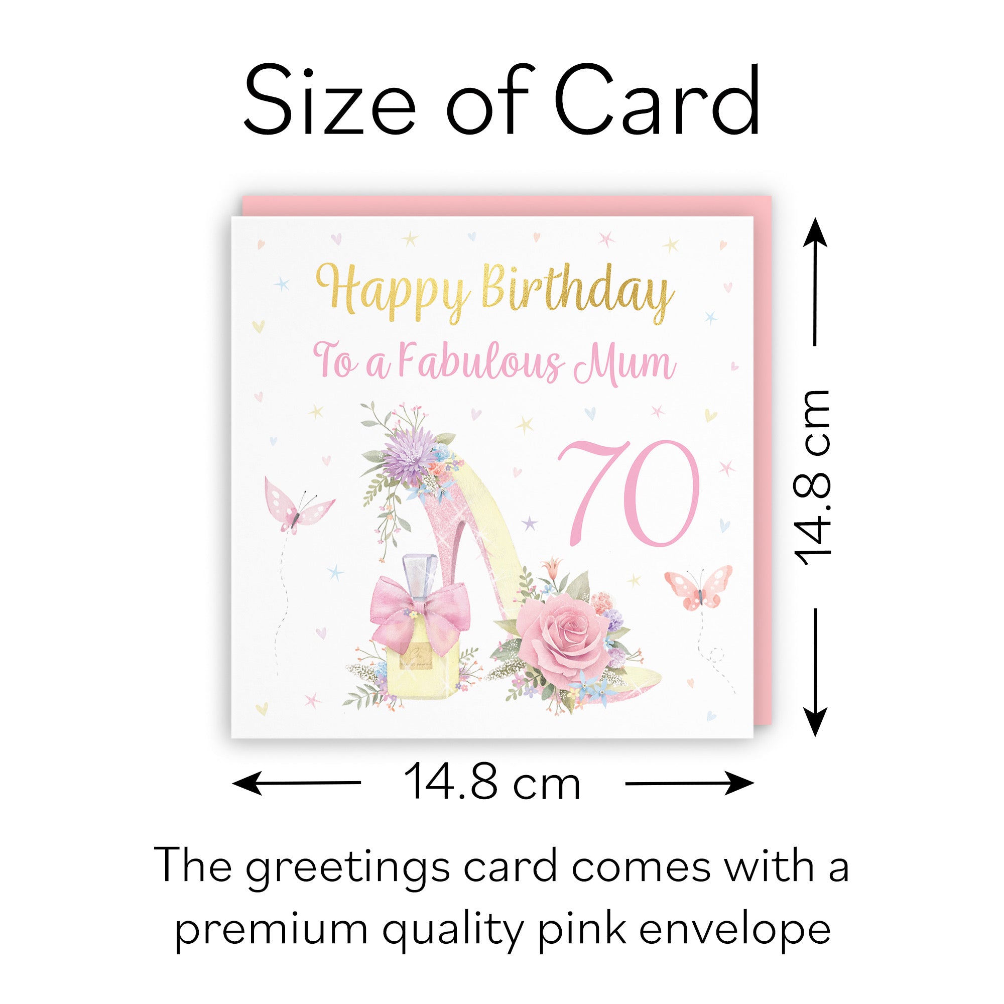 70th Mum High Heel And Perfume Birthday Card Gold Foil Milo's Gallery - Default Title (B0CX7J1LJL)