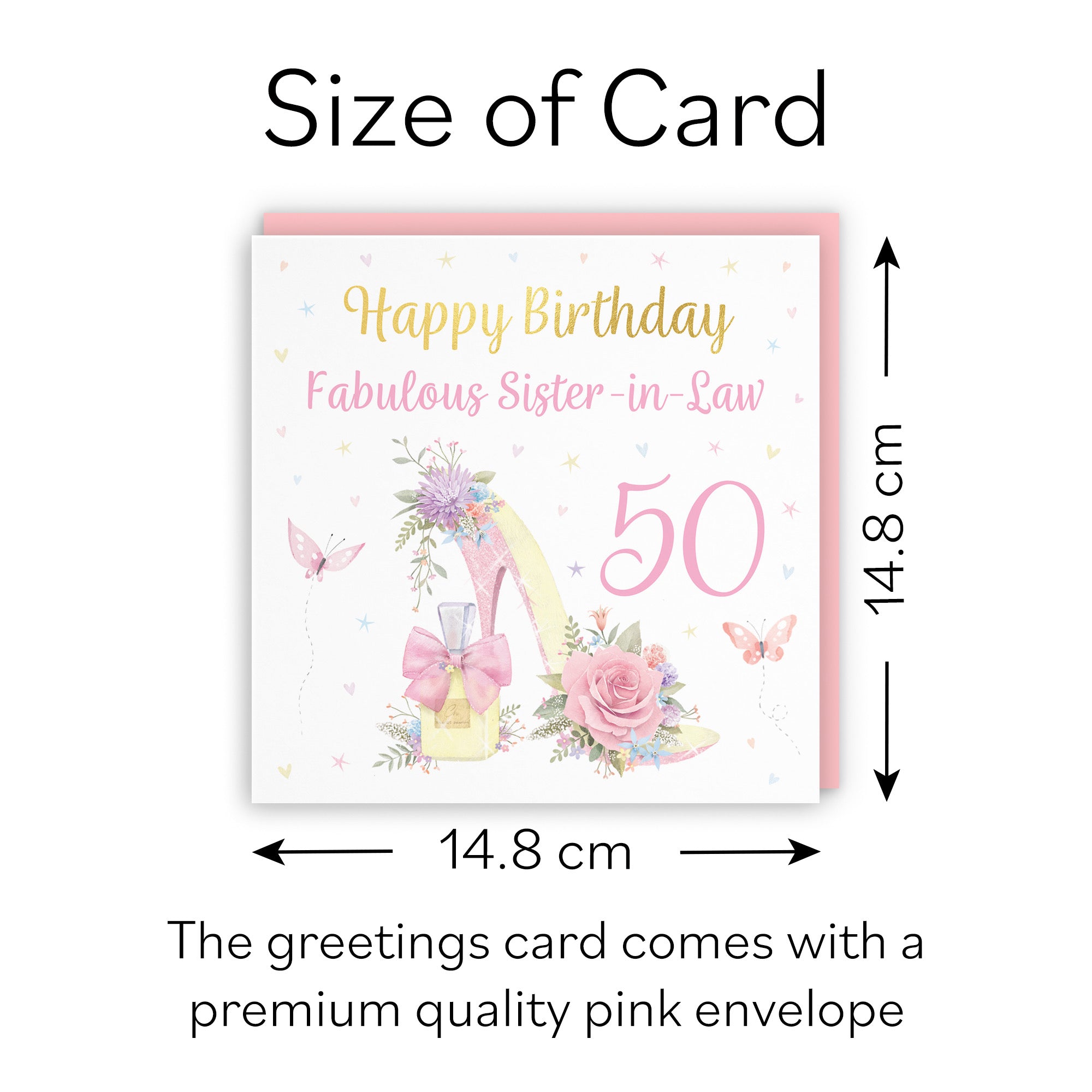 50th Sister In Law High Heel And Perfume Birthday Card Gold Foil Milo's Gallery - Default Title (B0CX7J29SN)