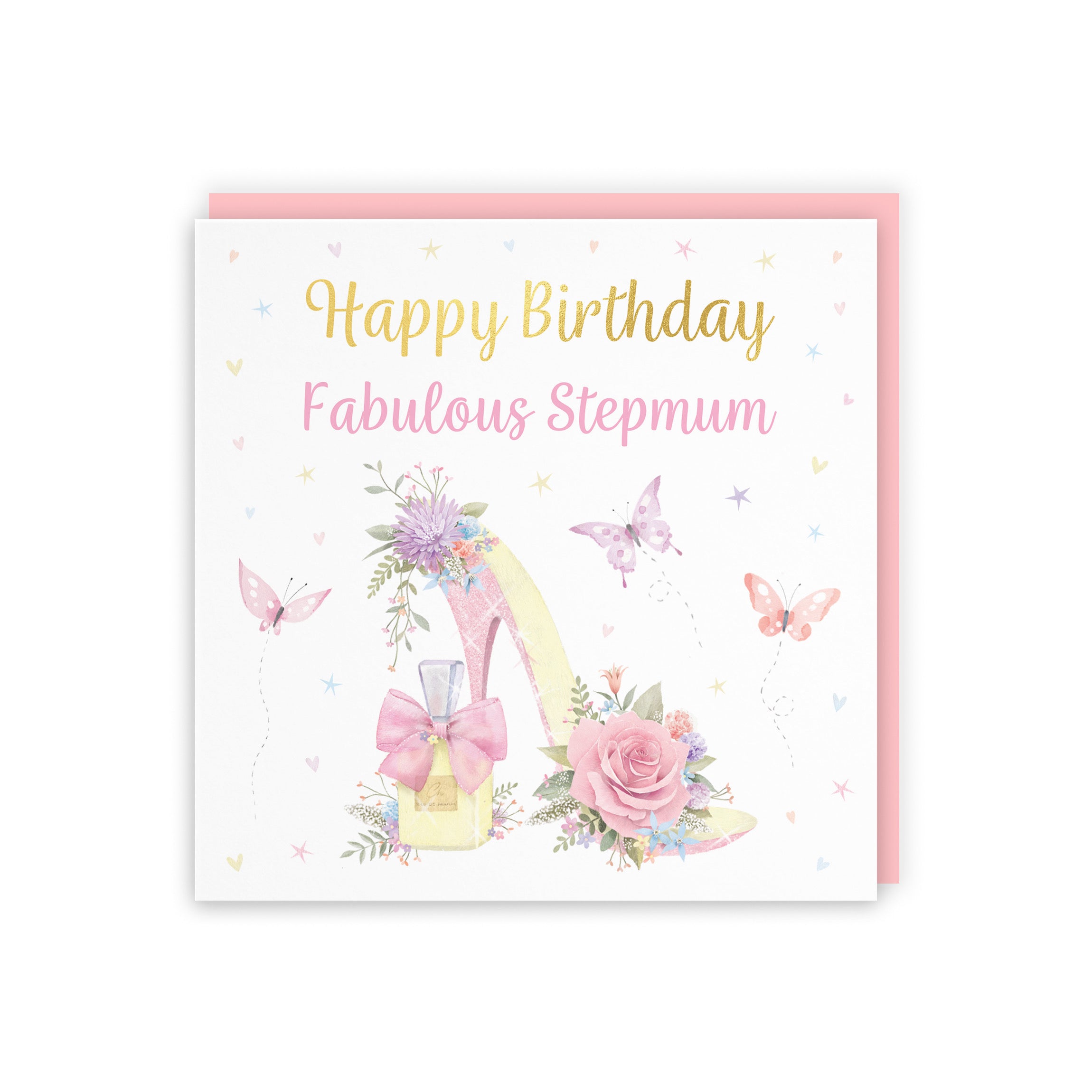 Stepmum High Heel And Perfume Birthday Card Gold Foil Milo's Gallery - Default Title (B0CX7JS8Q5)