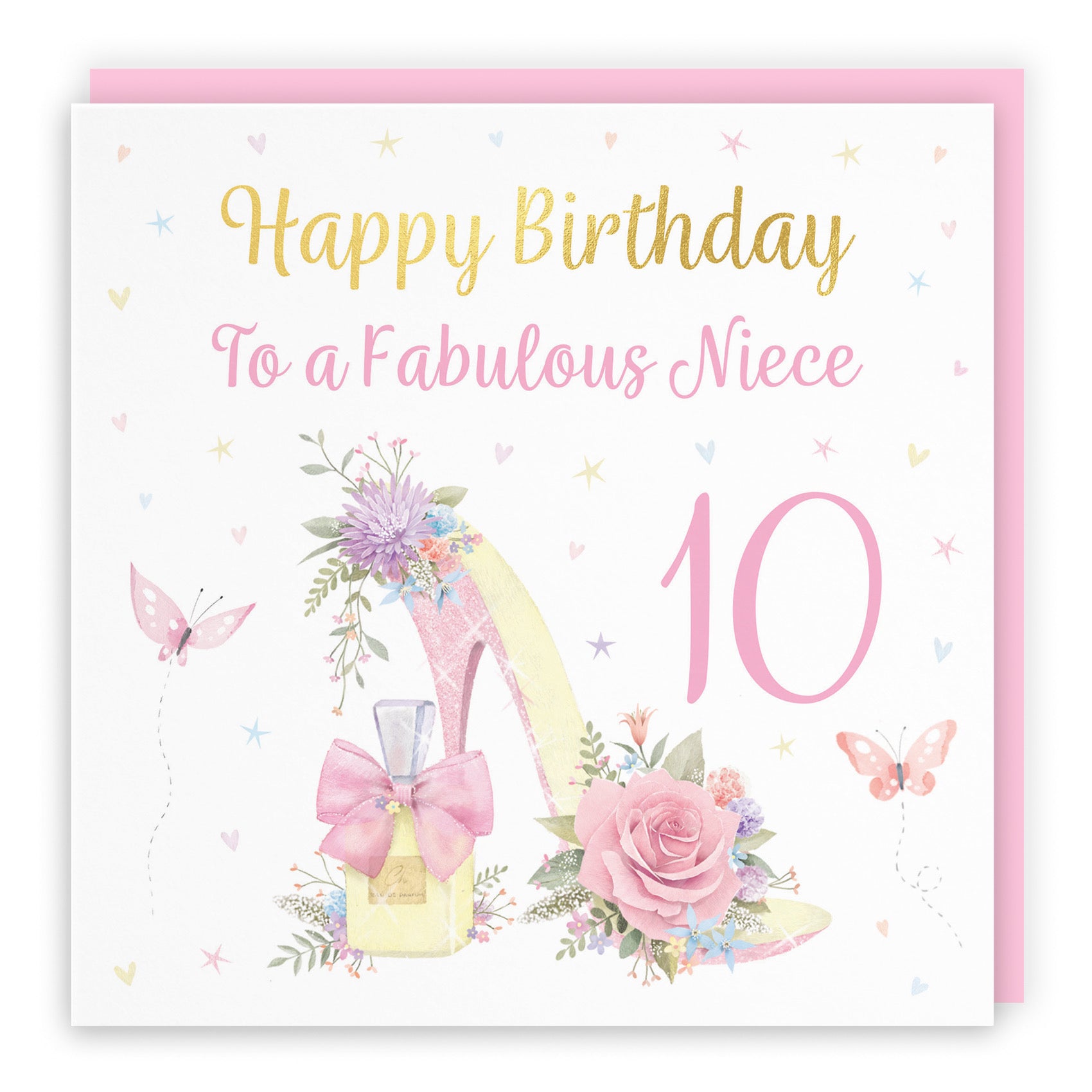 10th Niece High Heel And Perfume Birthday Card Gold Foil Milo's Gallery - Default Title (B0CX7JS8Q6)