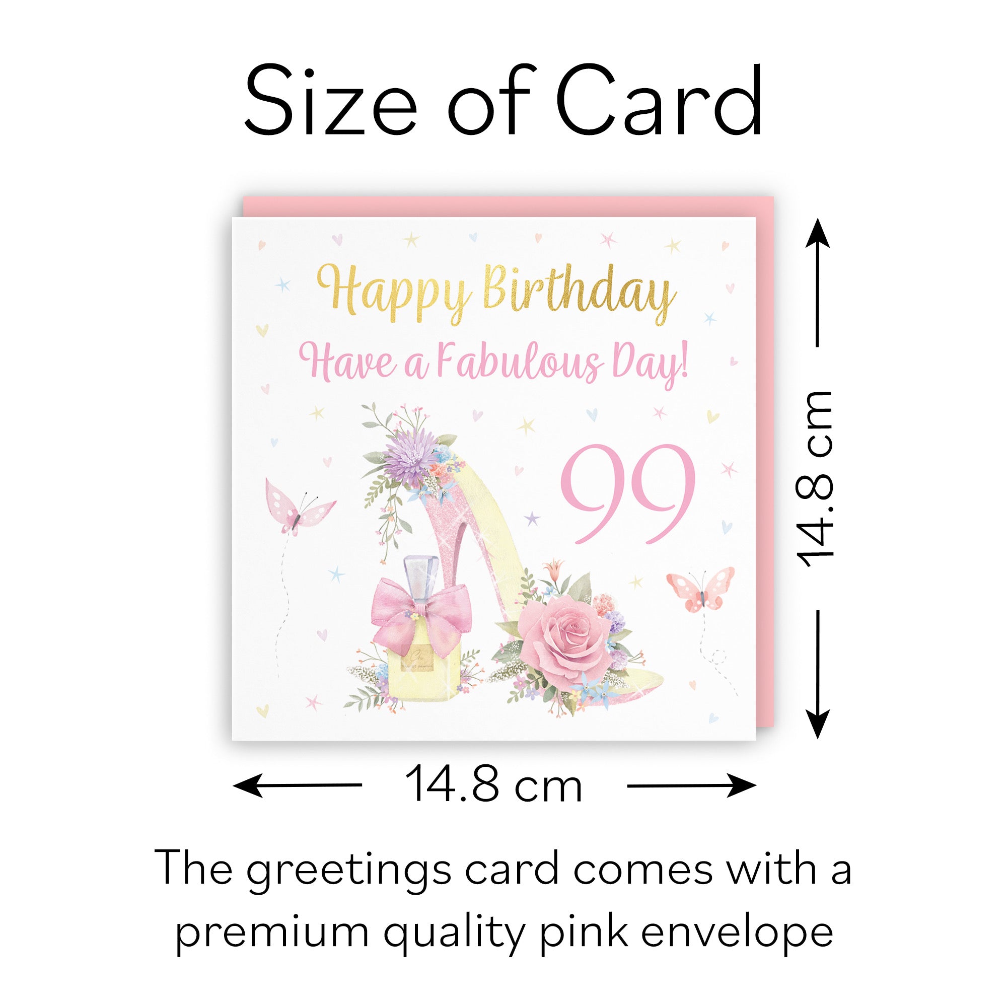 High Heel And Perfume 99th Birthday Card Gold Foil Milo's Gallery - Default Title (B0CX7K3DND)