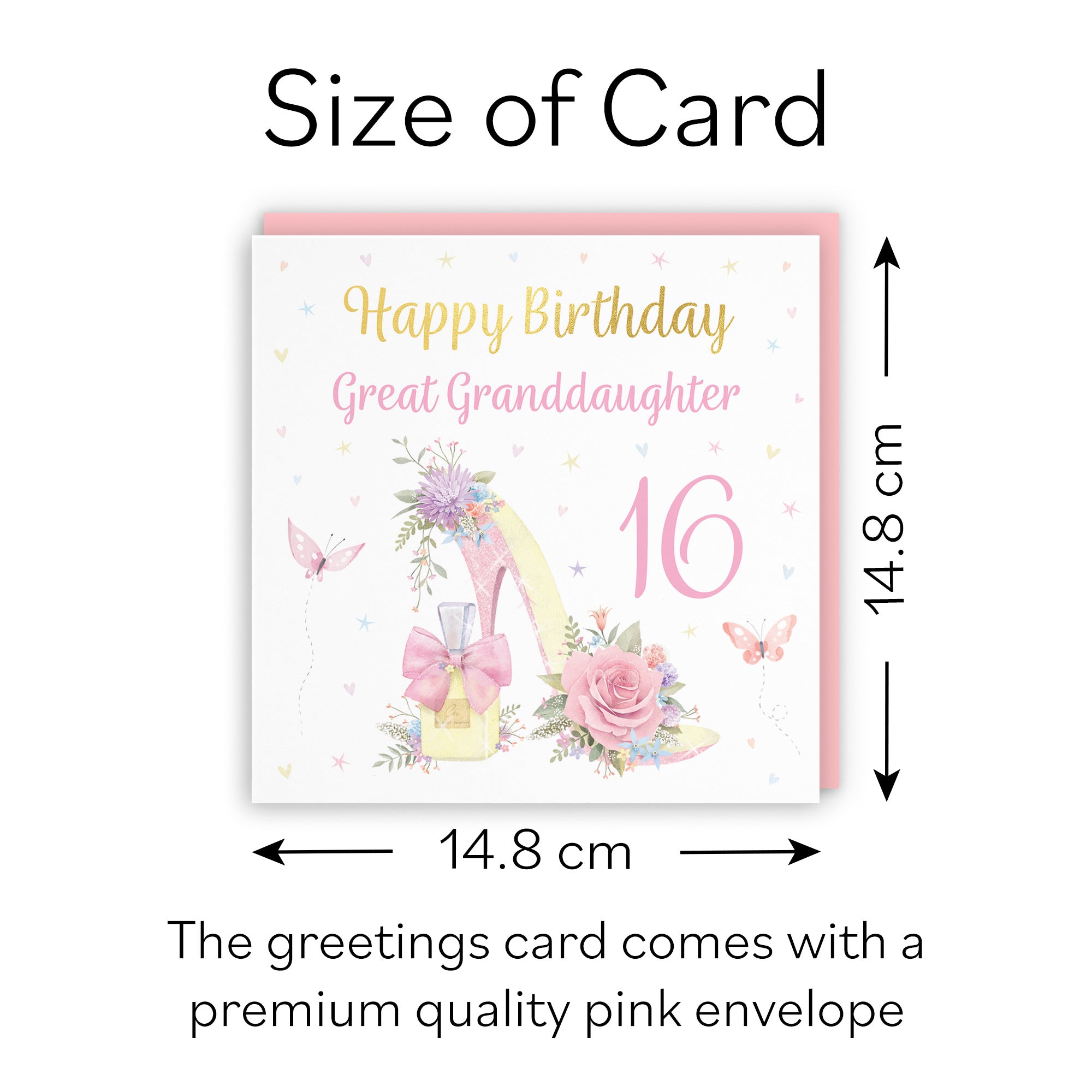 16th Great Granddaughter High Heel And Perfume Birthday Card Gold Foil Milo's Gallery - Default Title (B0CX7L7SRG)