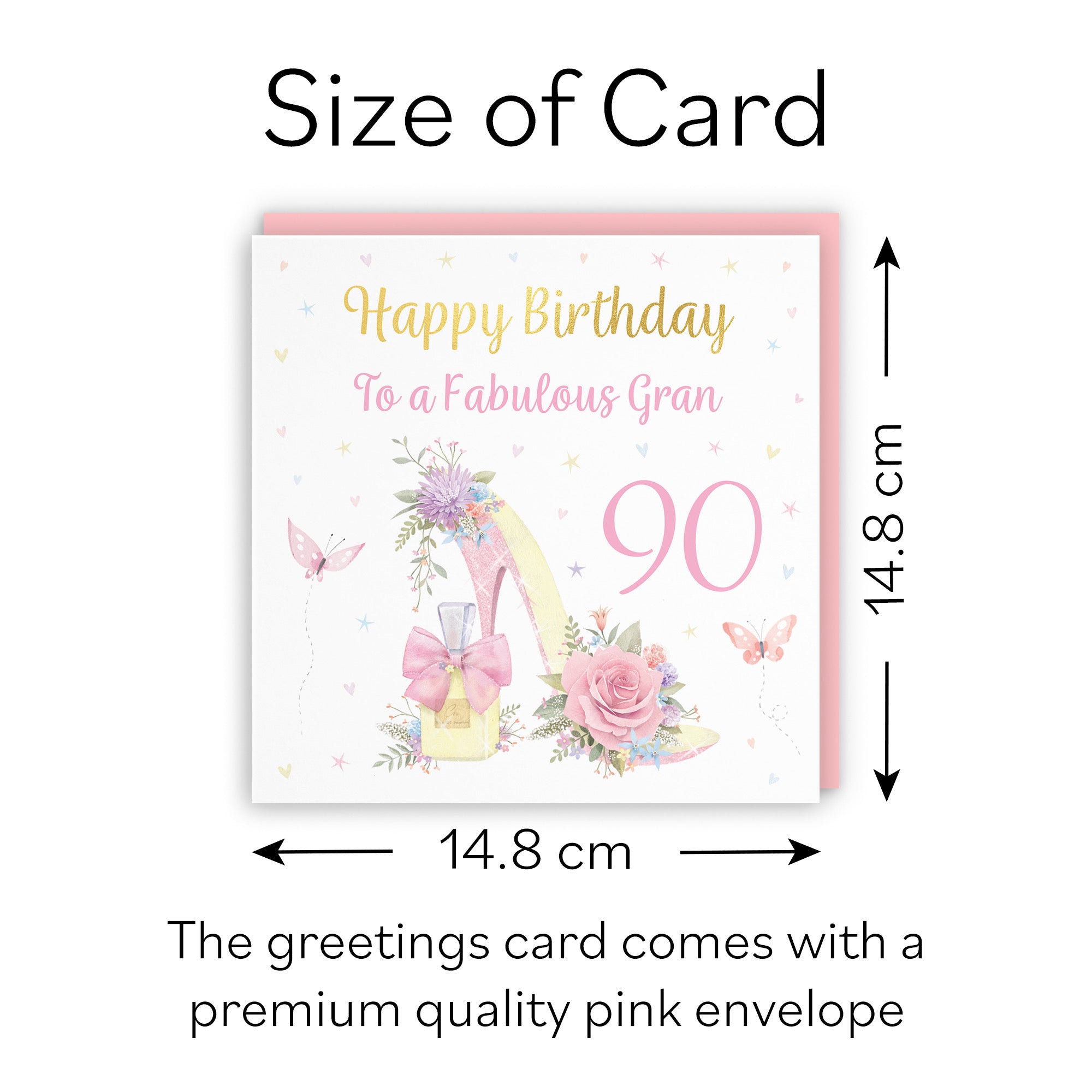 90th Gran High Heel And Perfume Birthday Card Gold Foil Milo's Gallery - Default Title (B0CX7LMDRN)