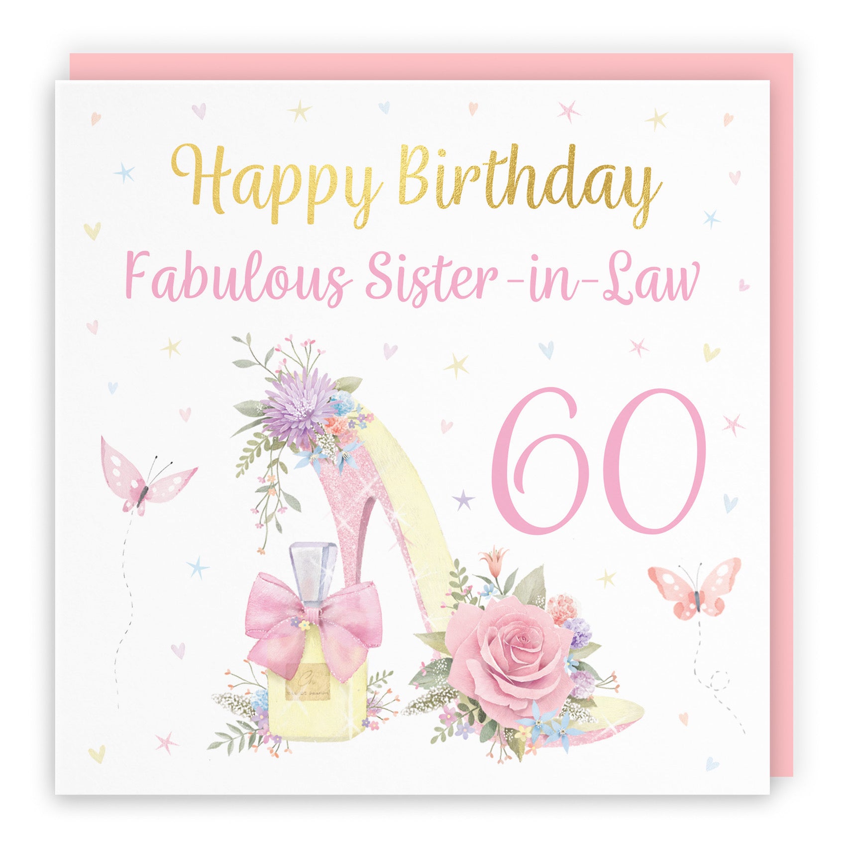 60th Sister In Law High Heel And Perfume Birthday Card Gold Foil Milo's Gallery - Default Title (B0CX7MZFB5)