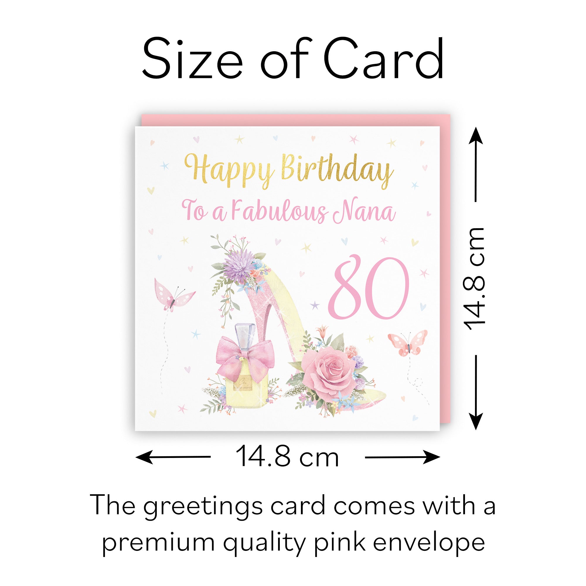 80th Nana High Heel And Perfume Birthday Card Gold Foil Milo's Gallery - Default Title (B0CX7MZW94)