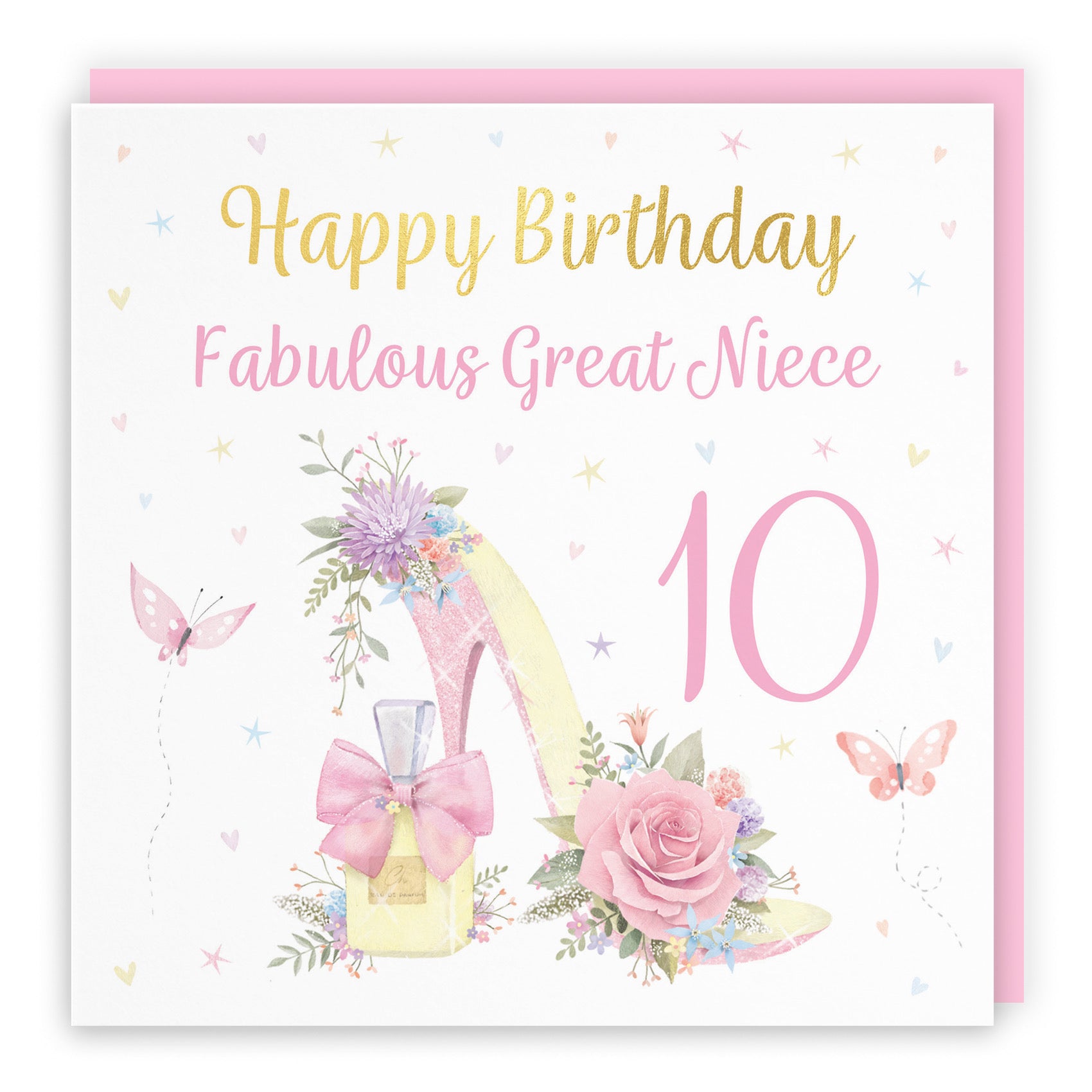 10th Great Niece High Heel And Perfume Birthday Card Gold Foil Milo's Gallery - Default Title (B0CX7N9HZP)