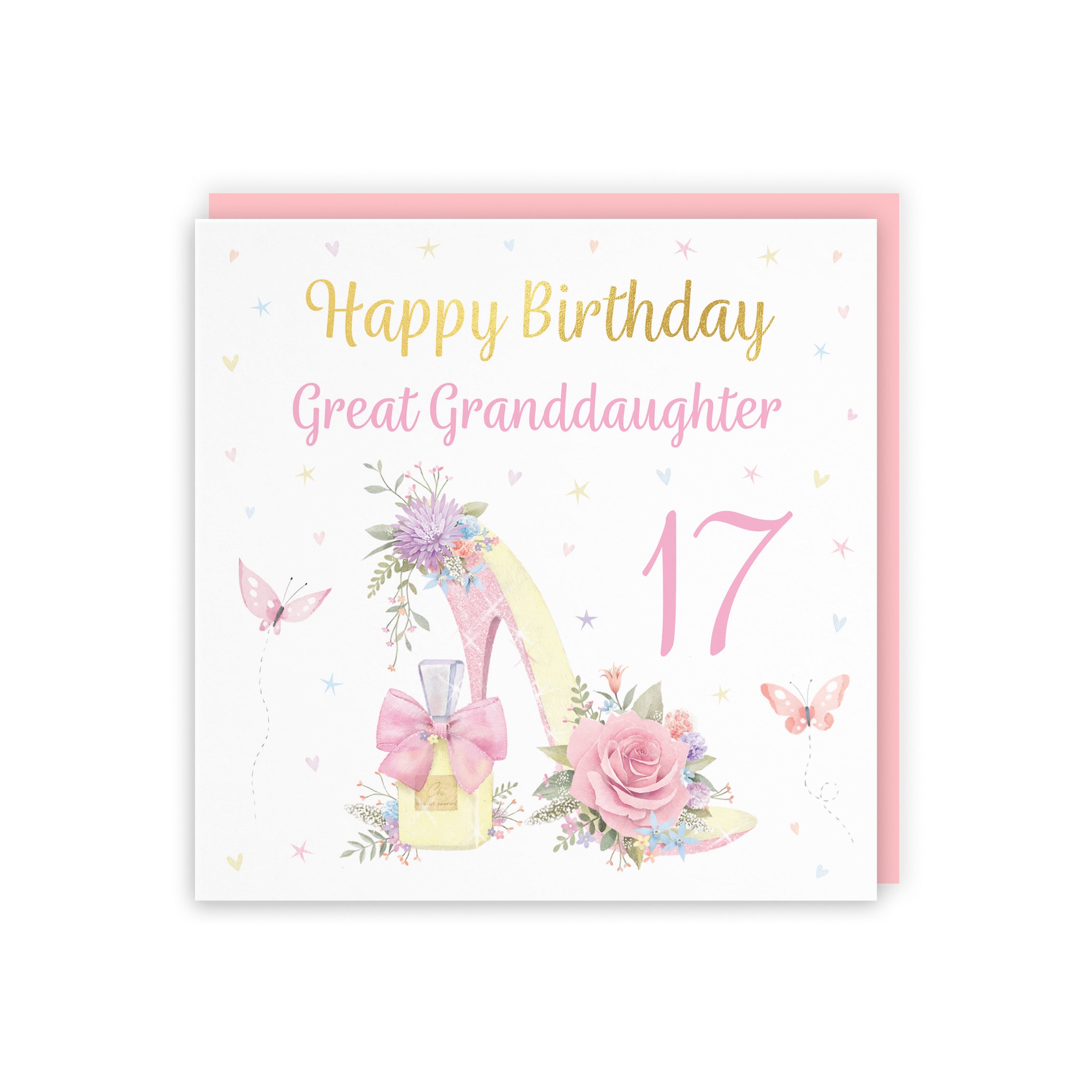 17th Great Granddaughter High Heel And Perfume Birthday Card Gold Foil Milo's Gallery - Default Title (B0CX7PFXW8)