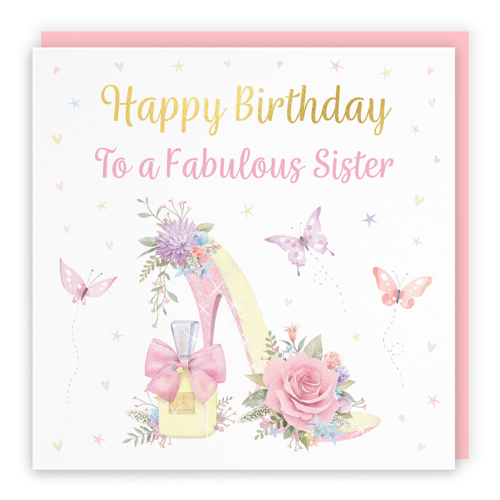 Sister High Heel And Perfume Birthday Card Gold Foil Milo's Gallery - Default Title (B0CX7PLSHK)