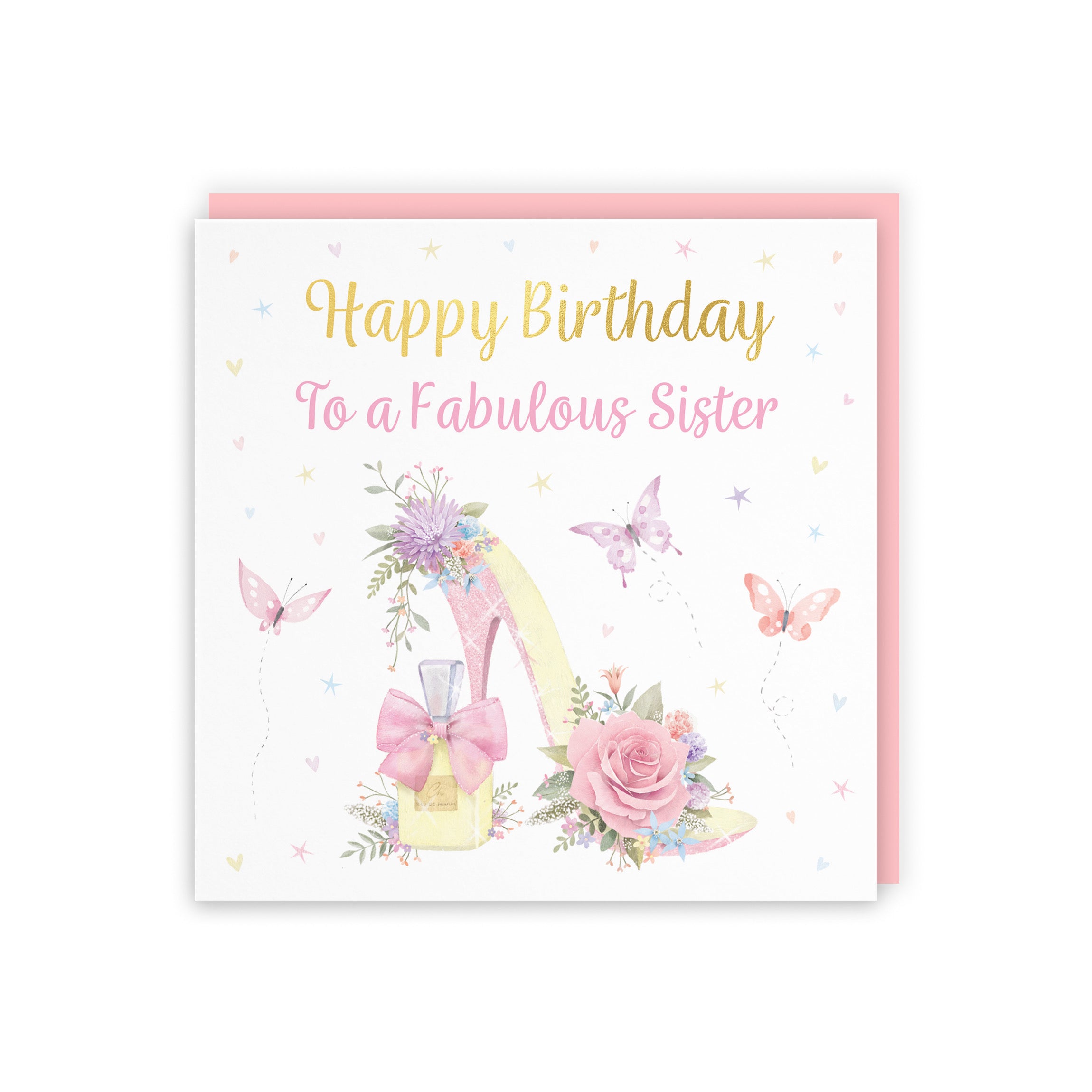 Sister High Heel And Perfume Birthday Card Gold Foil Milo's Gallery - Default Title (B0CX7PLSHK)