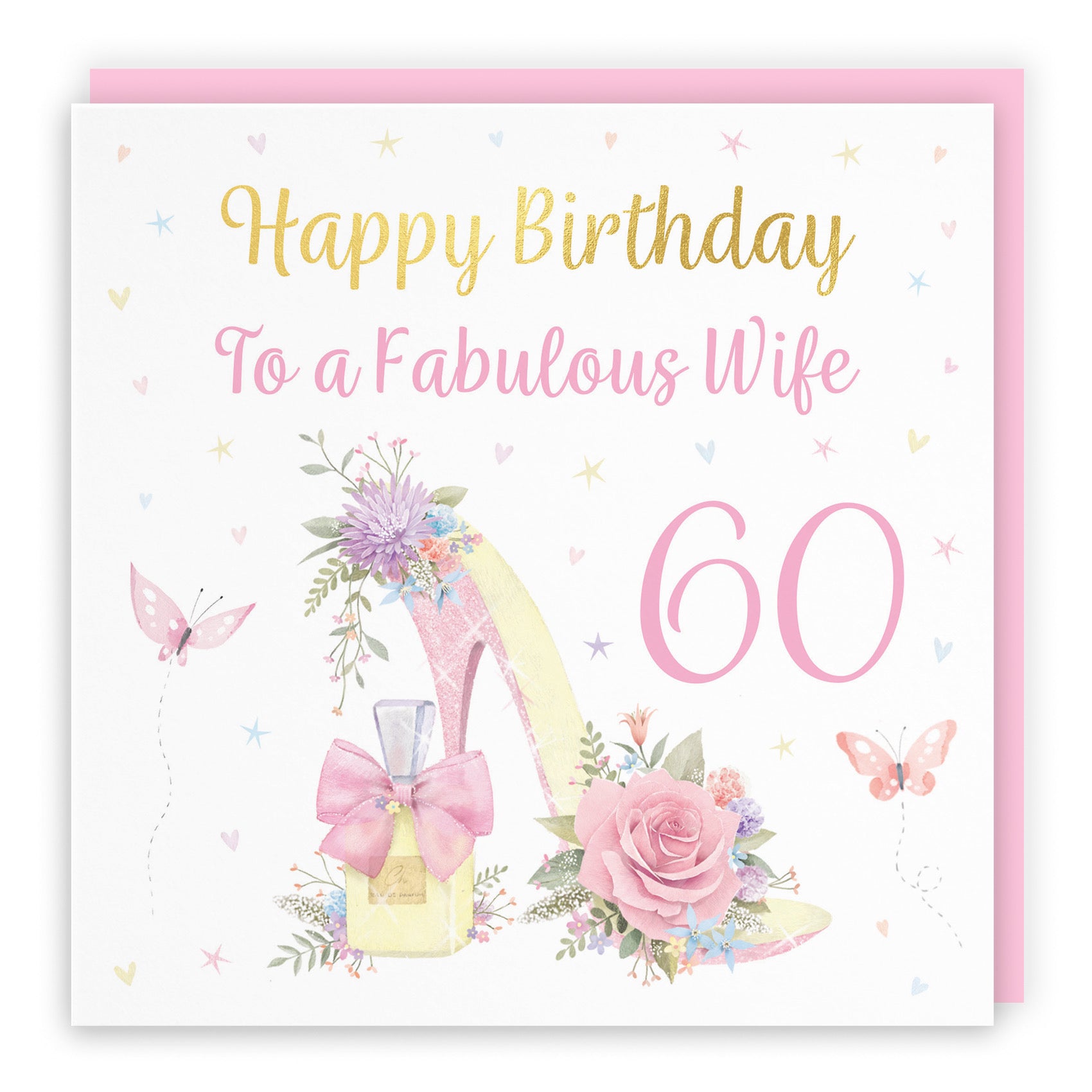 60th Wife High Heel And Perfume Birthday Card Gold Foil Milo's Gallery - Default Title (B0CX7R3JY8)