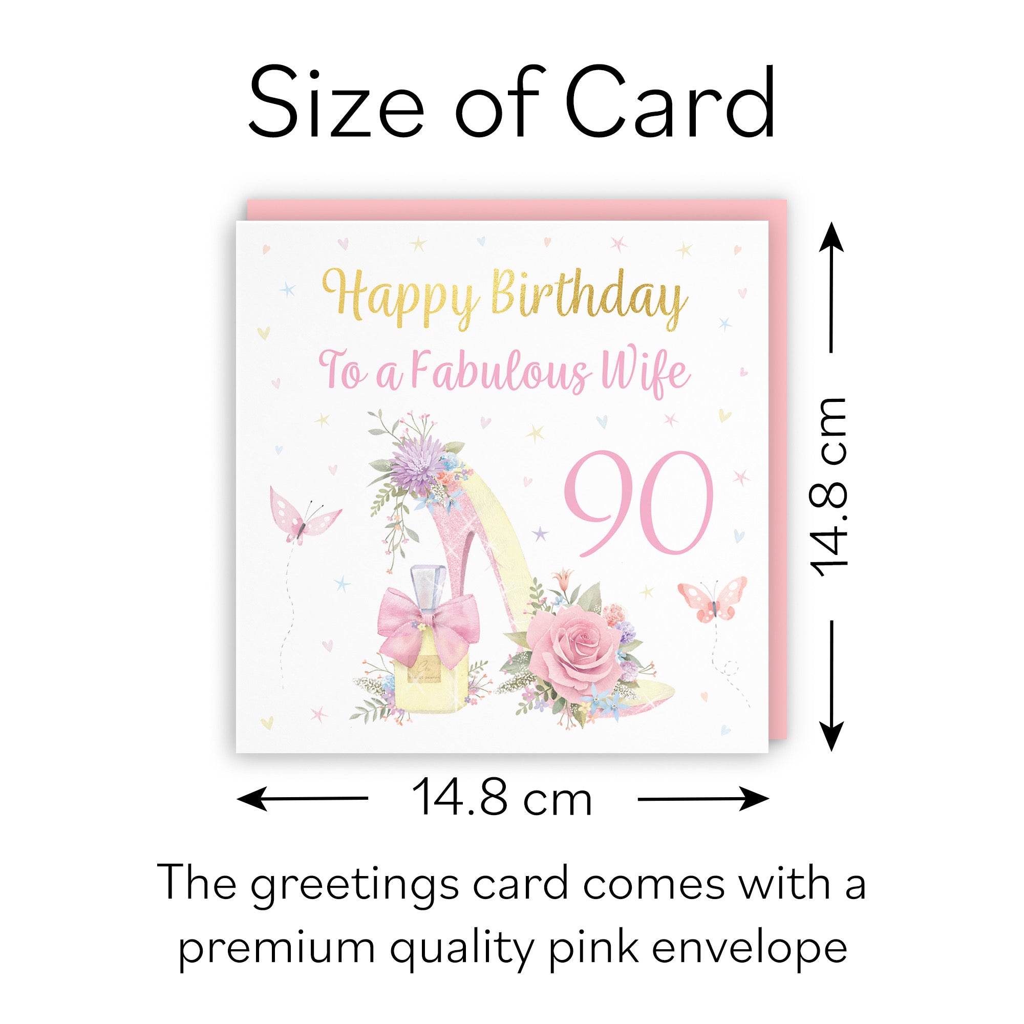 90th Wife High Heel And Perfume Birthday Card Gold Foil Milo's Gallery - Default Title (B0CX7RDT6Q)